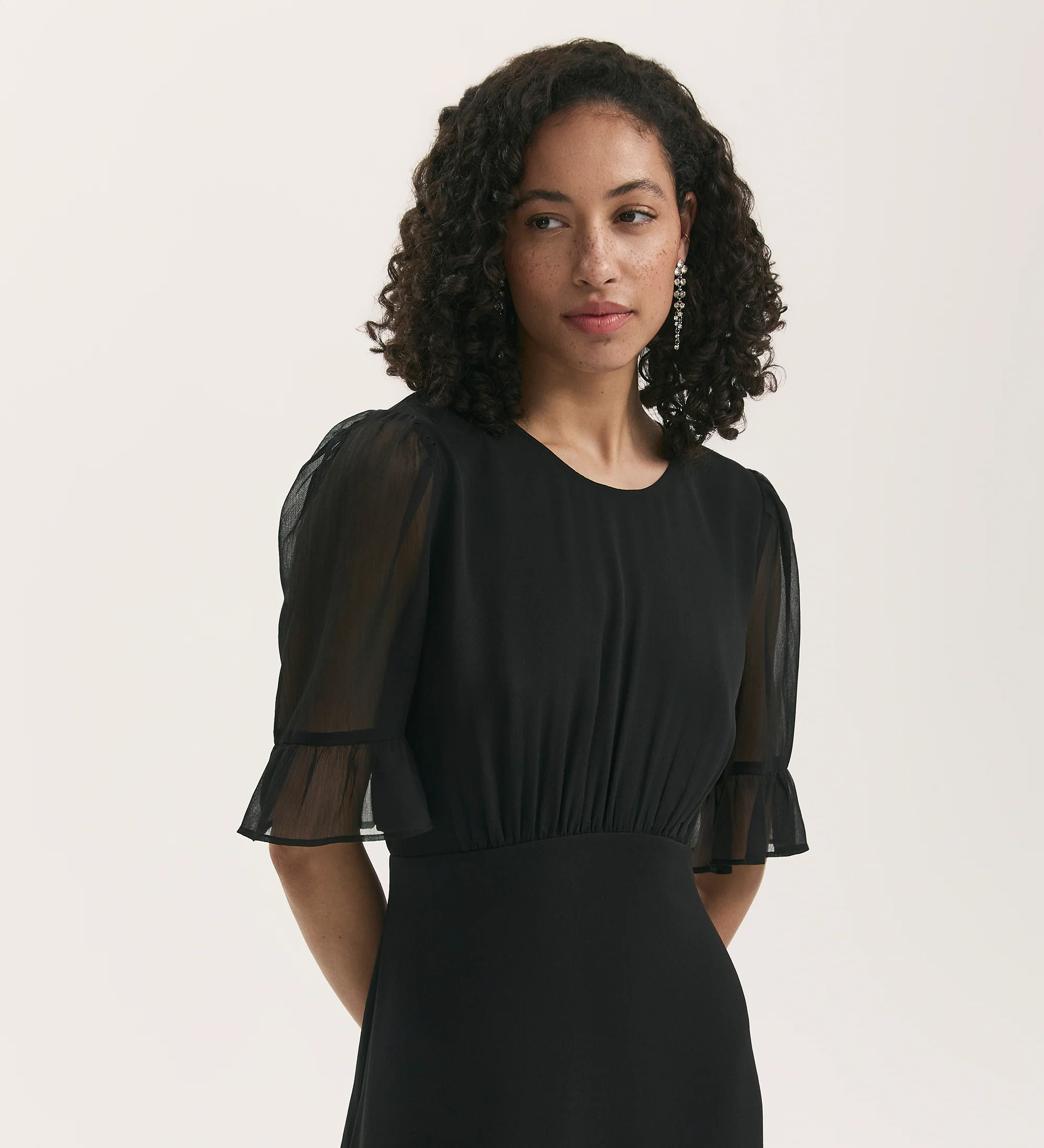 Jennifer Black Chiffon Midi Dress - Image 2