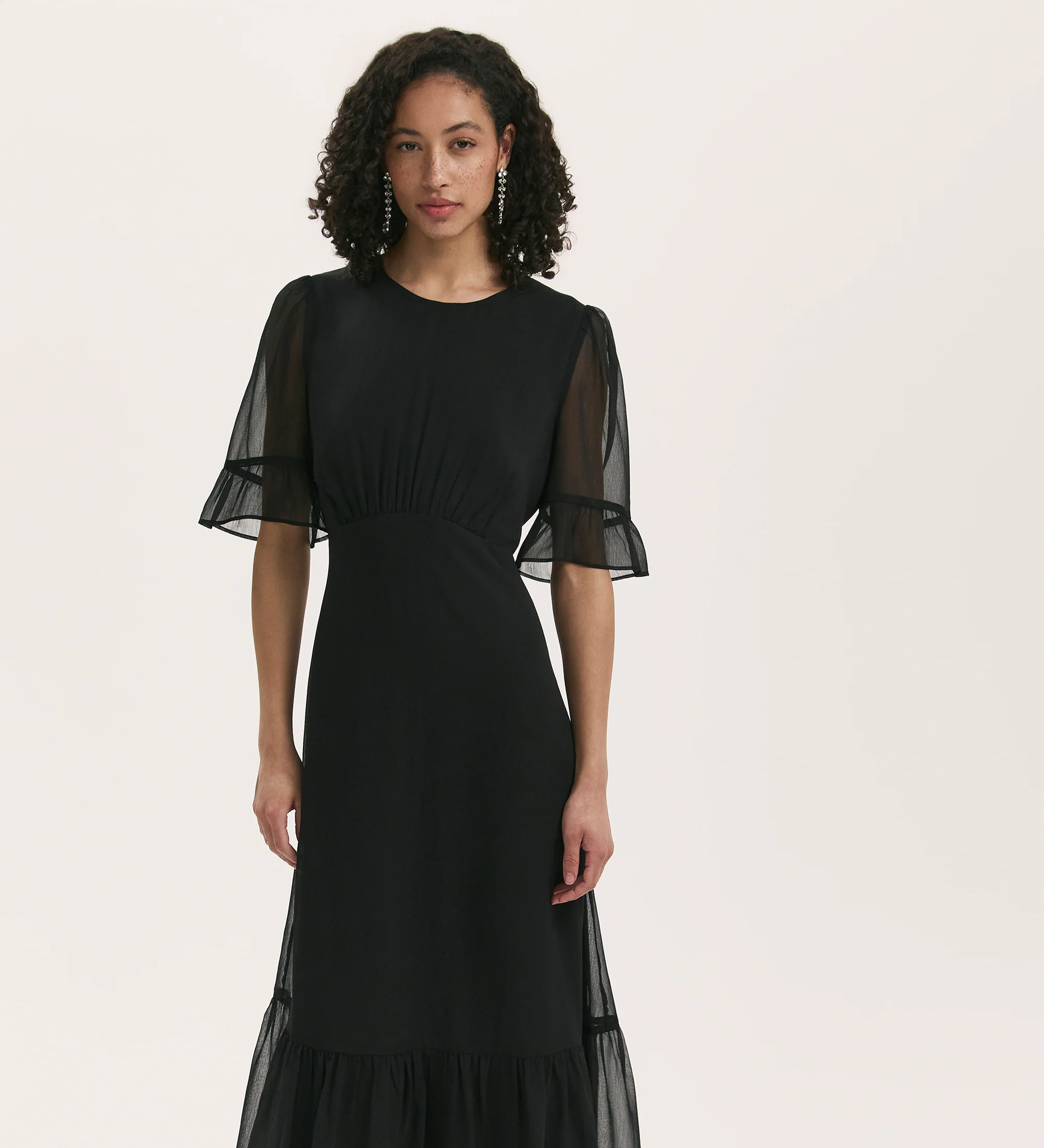 Jennifer Black Chiffon Midi Dress - Image 3