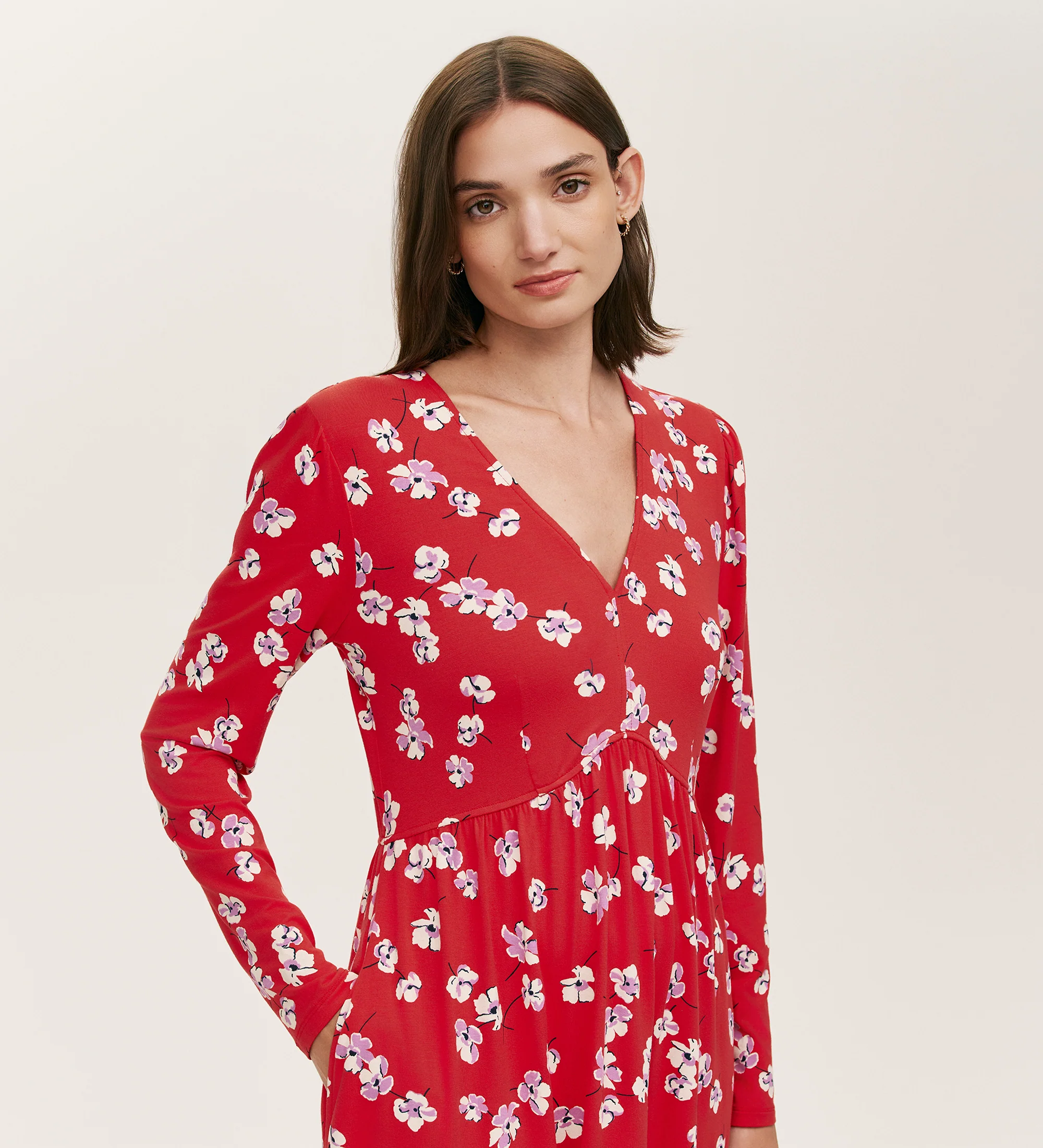 Joanne Red Poppies Jersey Short Dress - Image 3