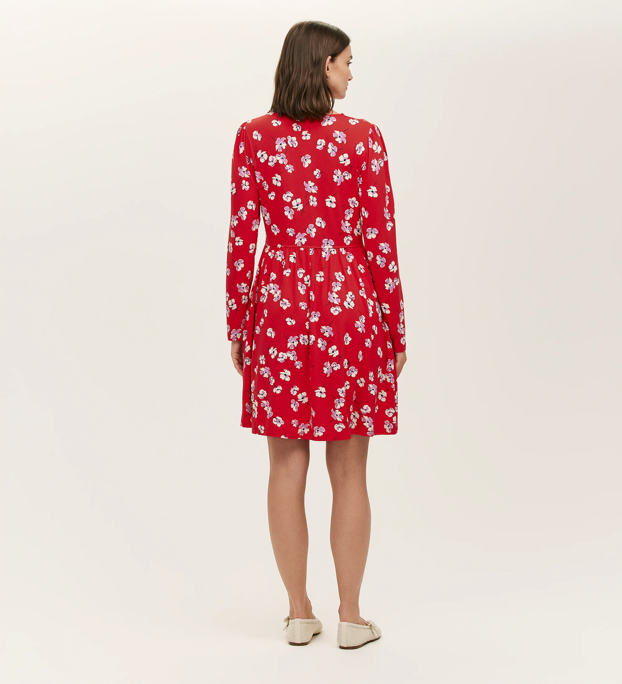 Joanne Red Poppies Jersey Short Dress - Image 4