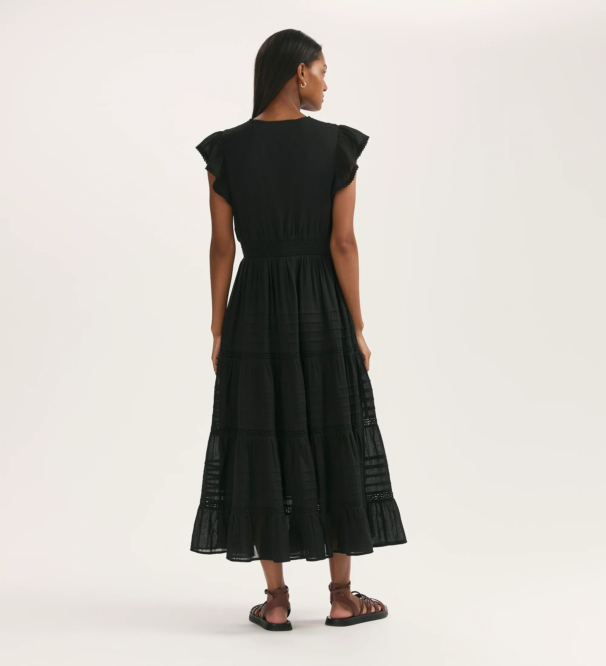 Jude Black Cotton Midi Tiered Dress - Image 4