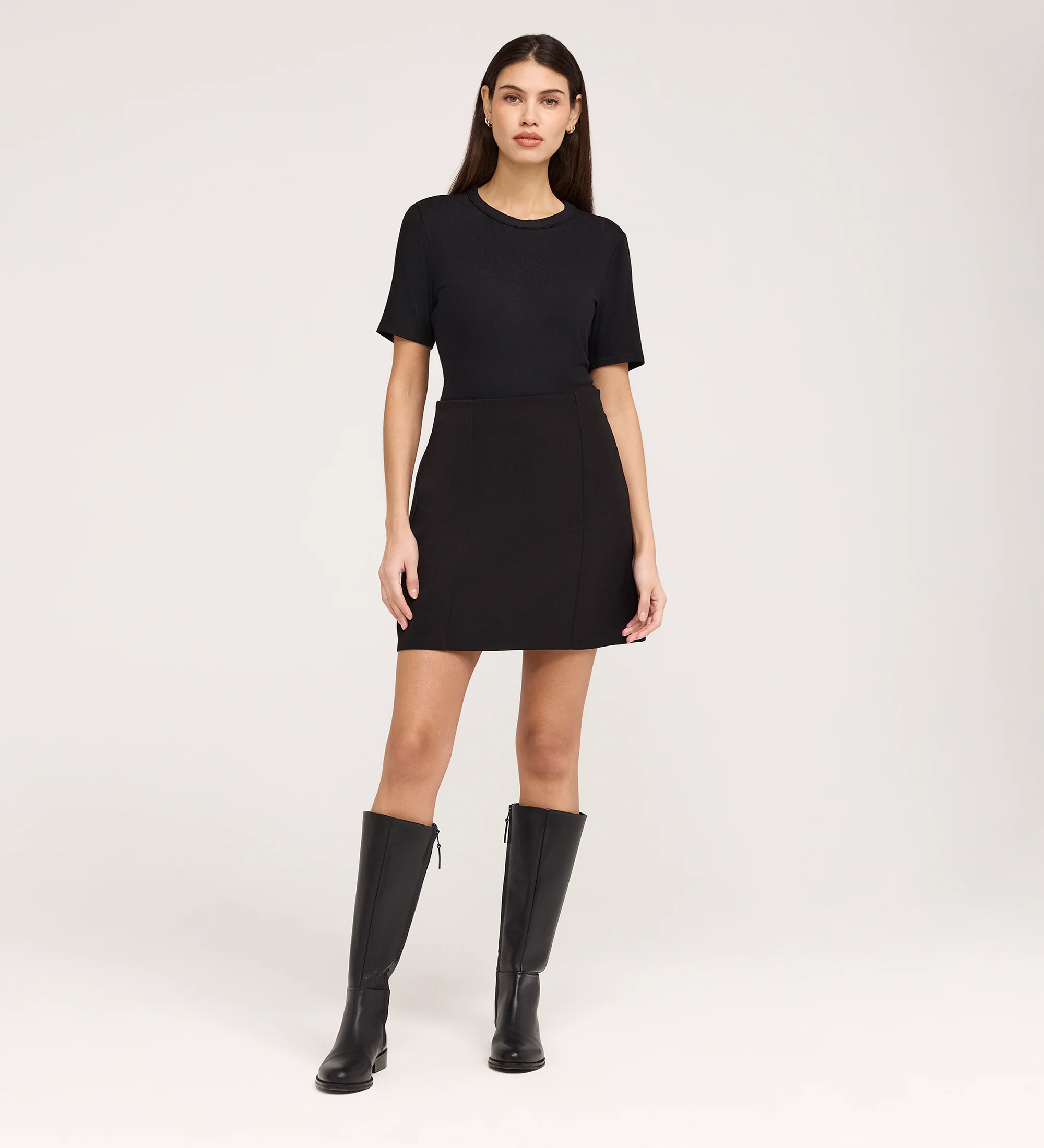 Kade Black A-line Gaberdine Twill Mini Skirt - Image 3