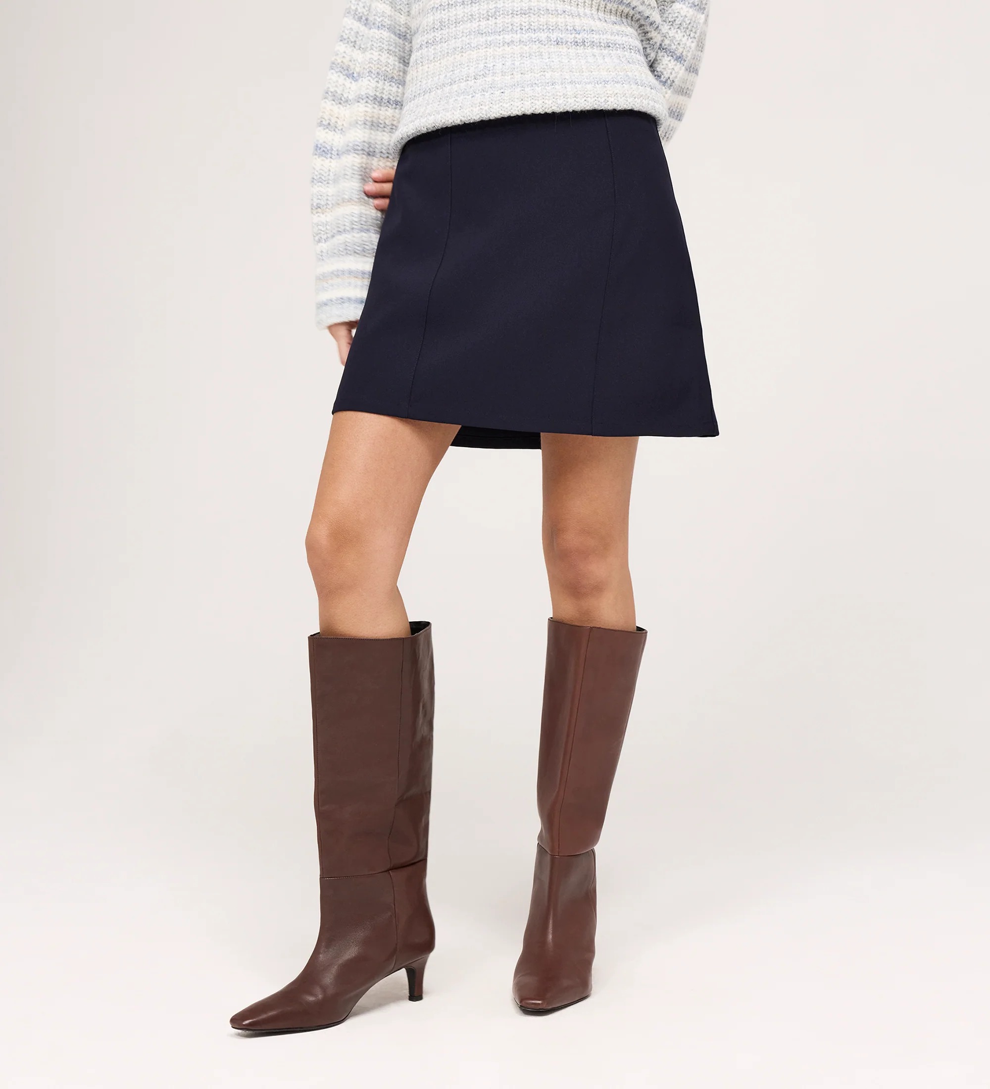 Kade Navy A-line Gaberdine Twill Mini Skirt - Image 2