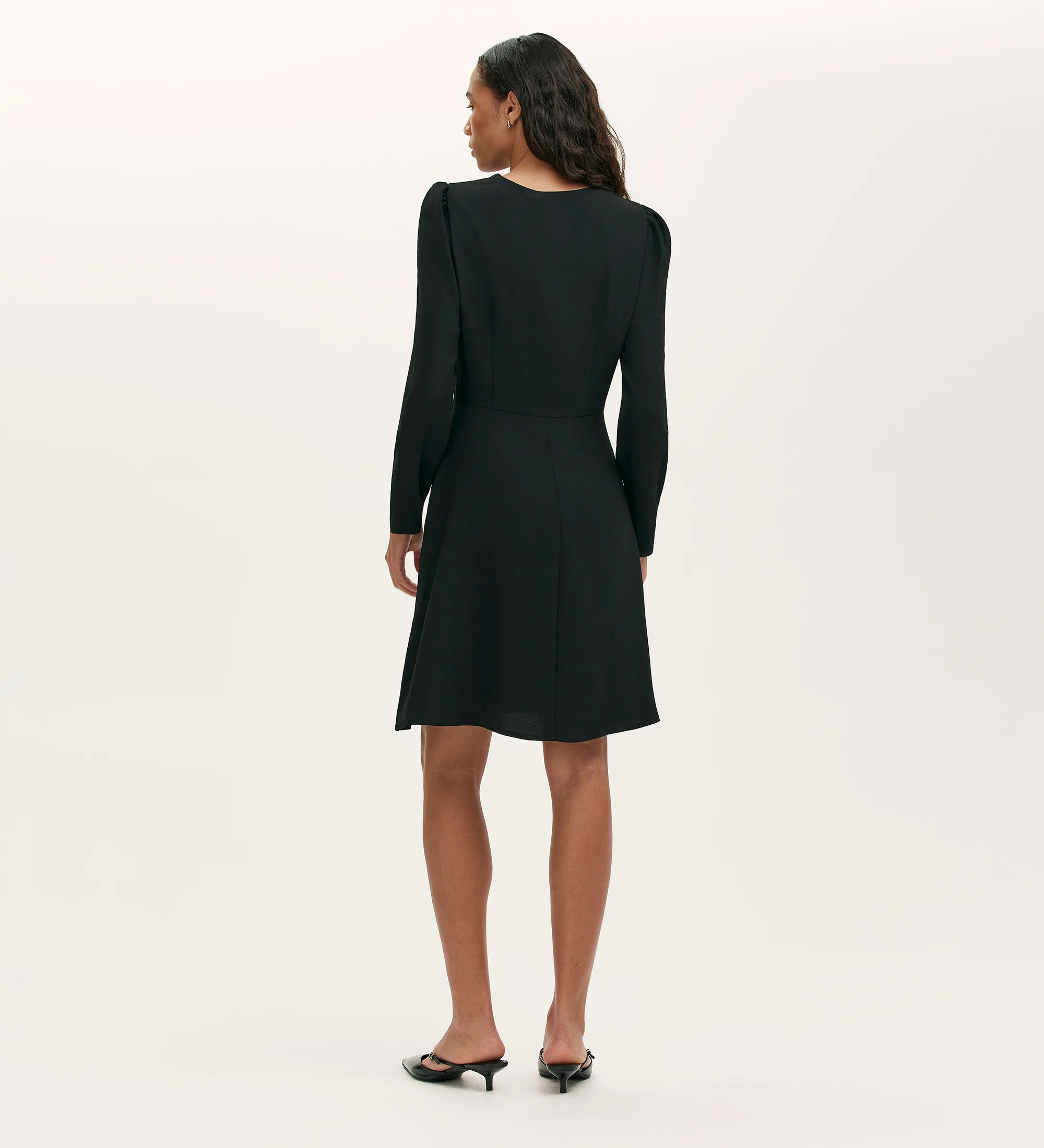 Kadie Black Crepe Short Dress - Image 4