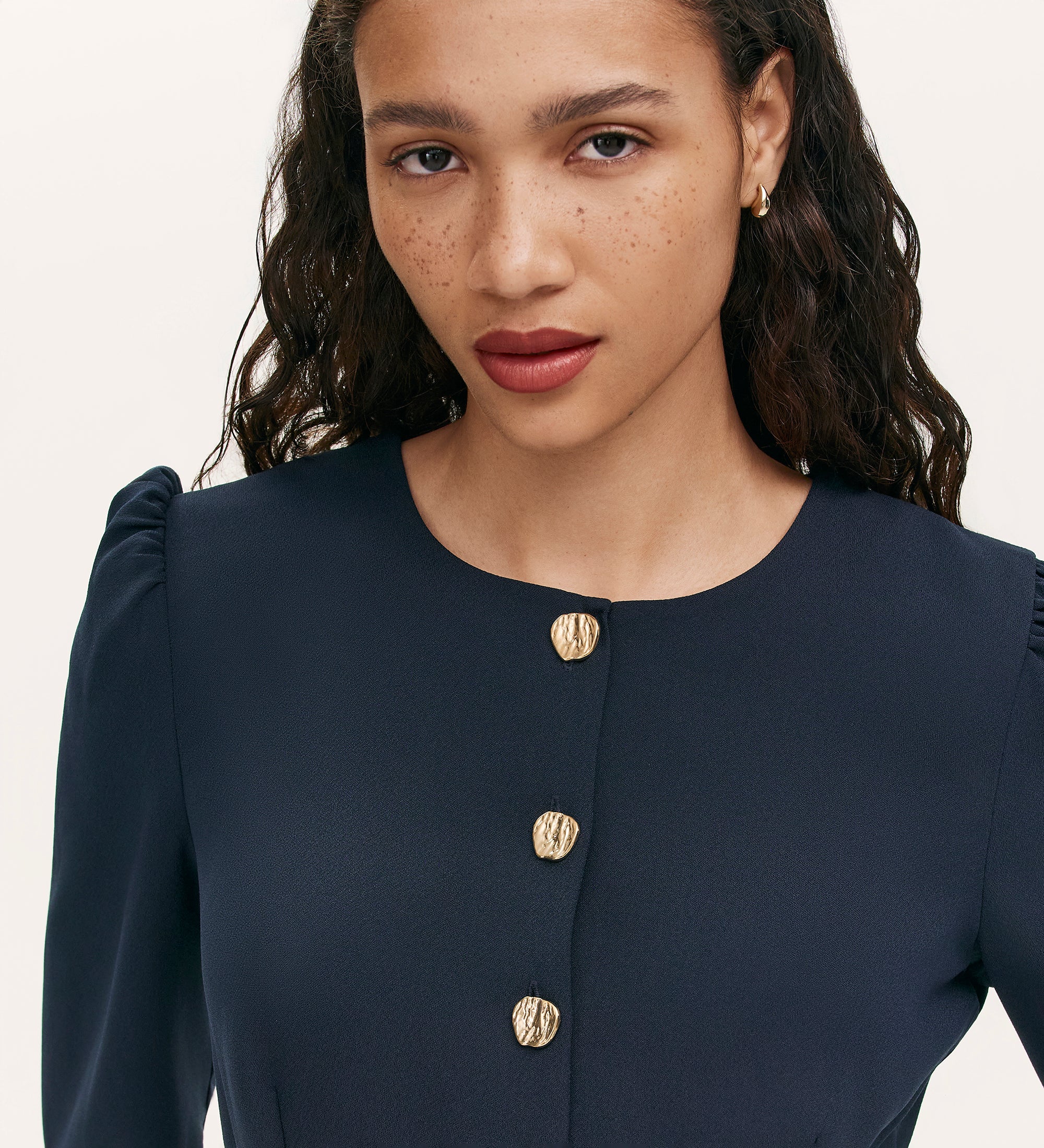 Kadie Navy Crepe Short Dress - Image 2