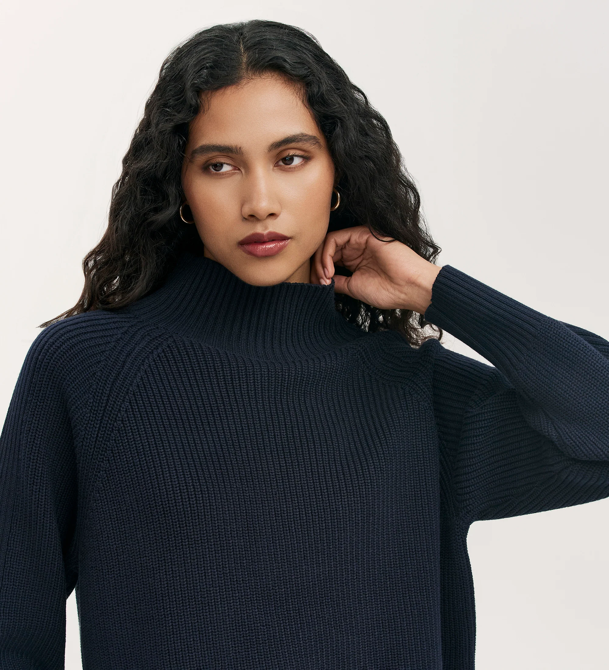 Kaela Navy High Neck Jumper - Image 3