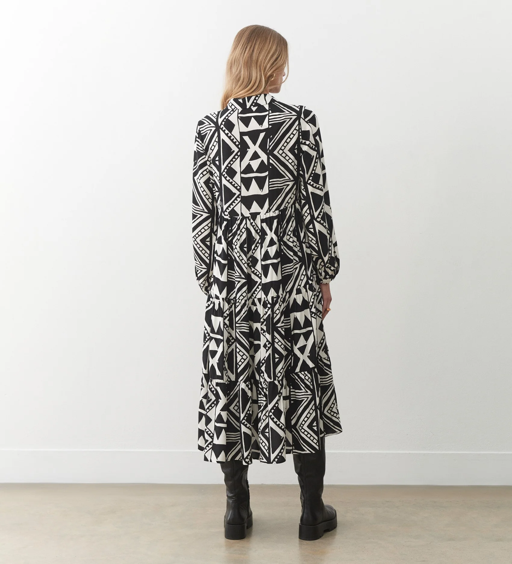 Kalia Black Tribal Midi Dress - Image 4