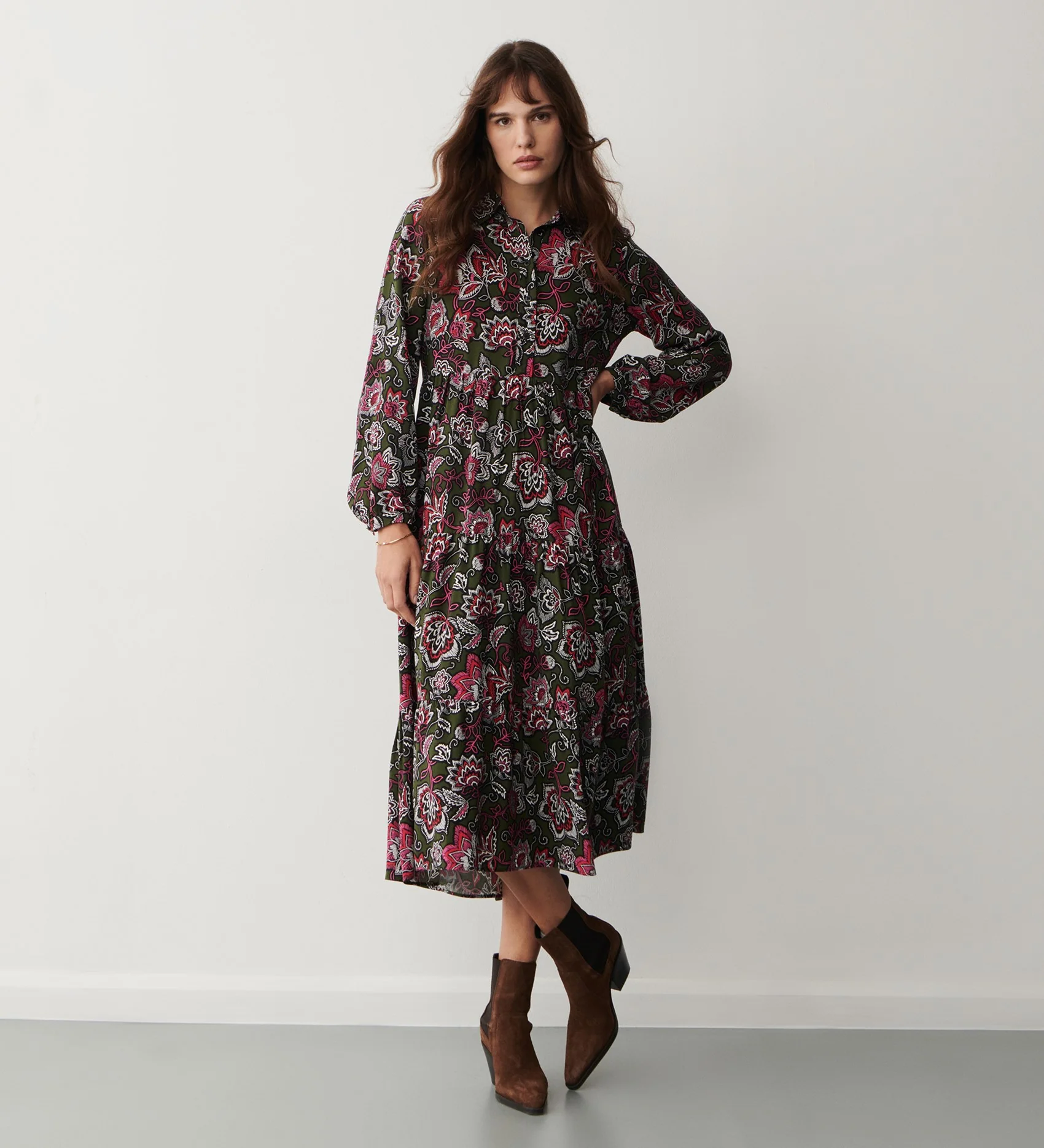 Kalia Green Folk Midi Dress - Image 4
