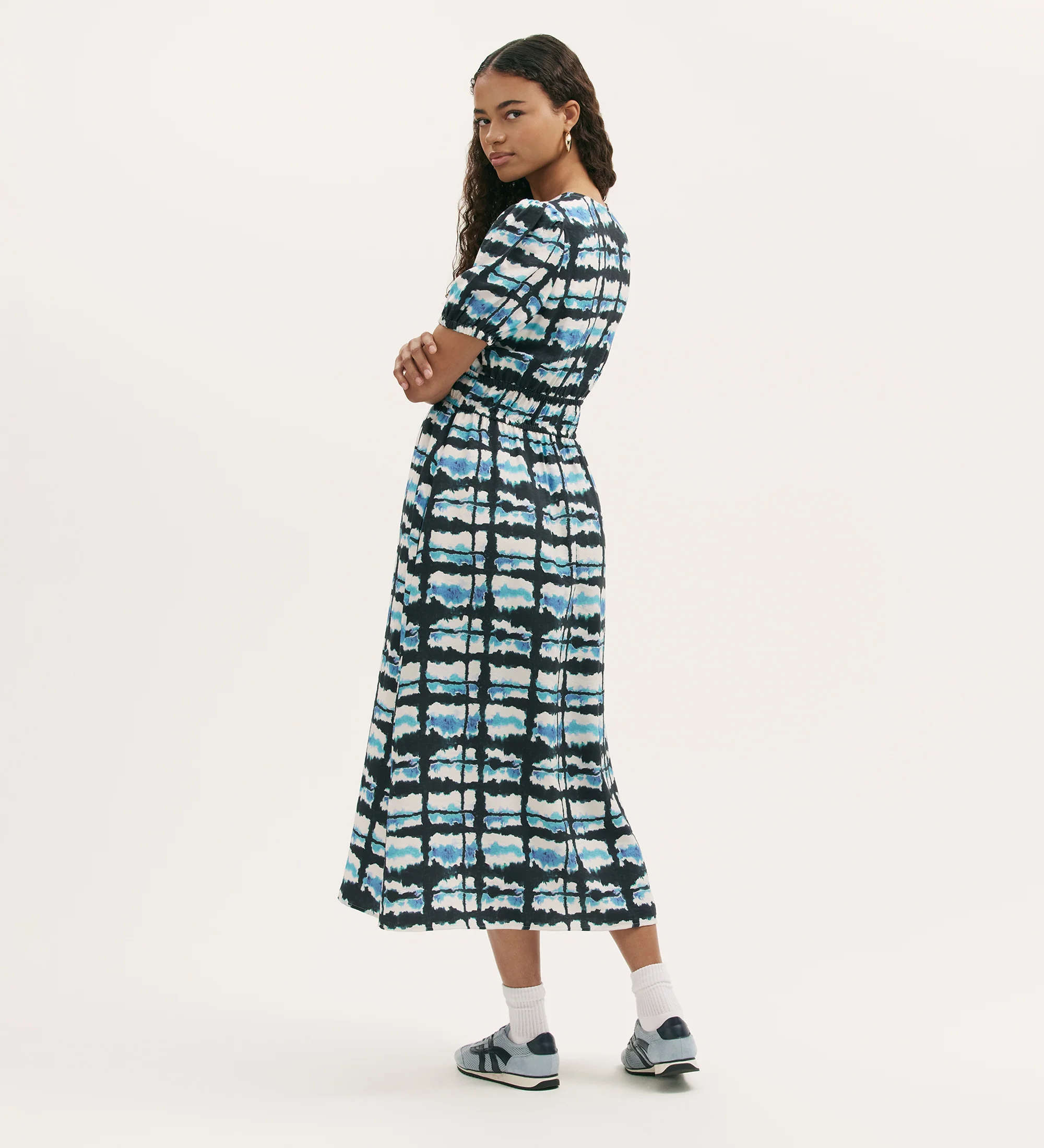 Katerina Blue Tie Dye Midi Smock Dress - Image 4