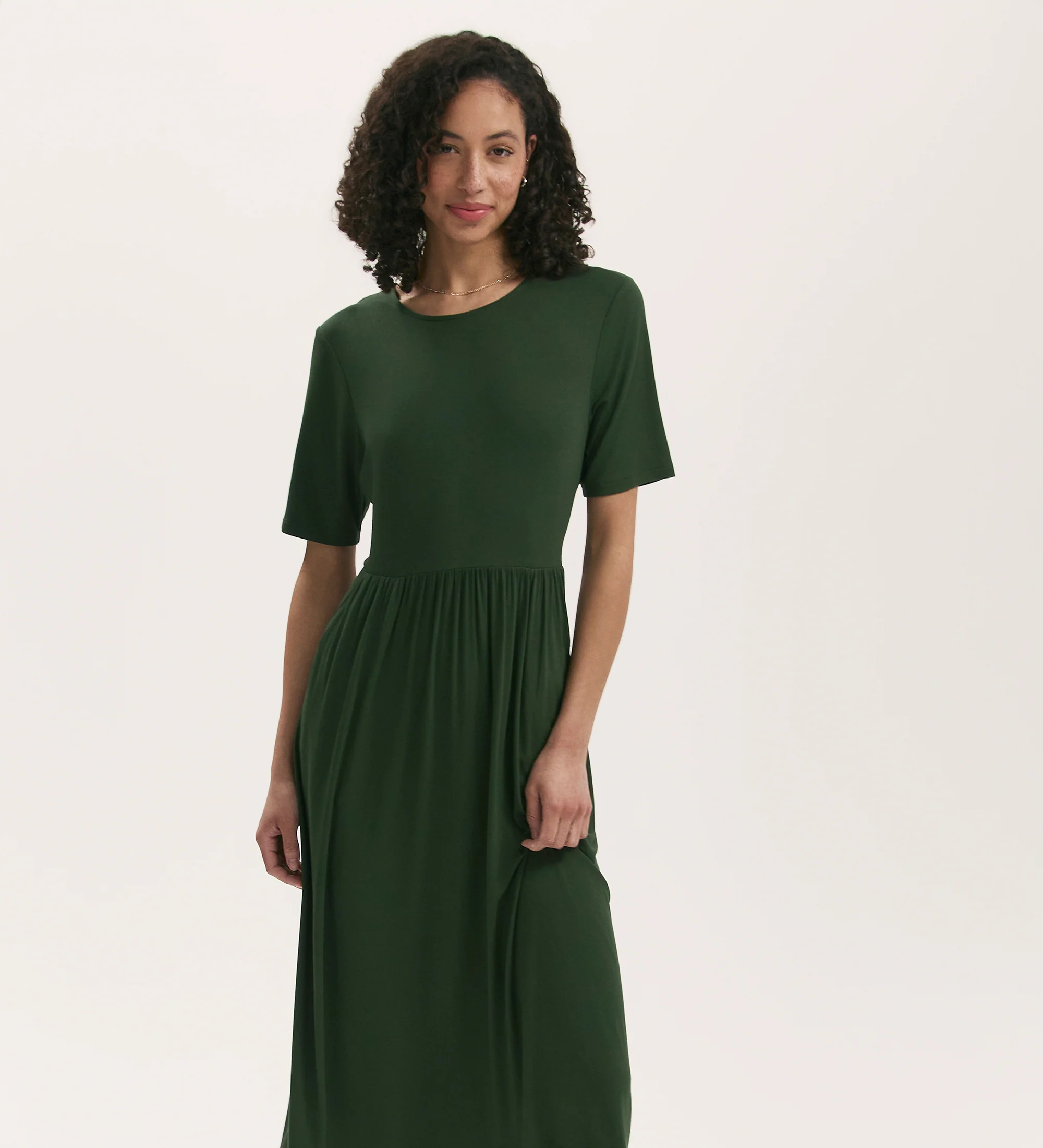 Kathryn Khaki Jersey Midi T-Shirt Dress - Image 3