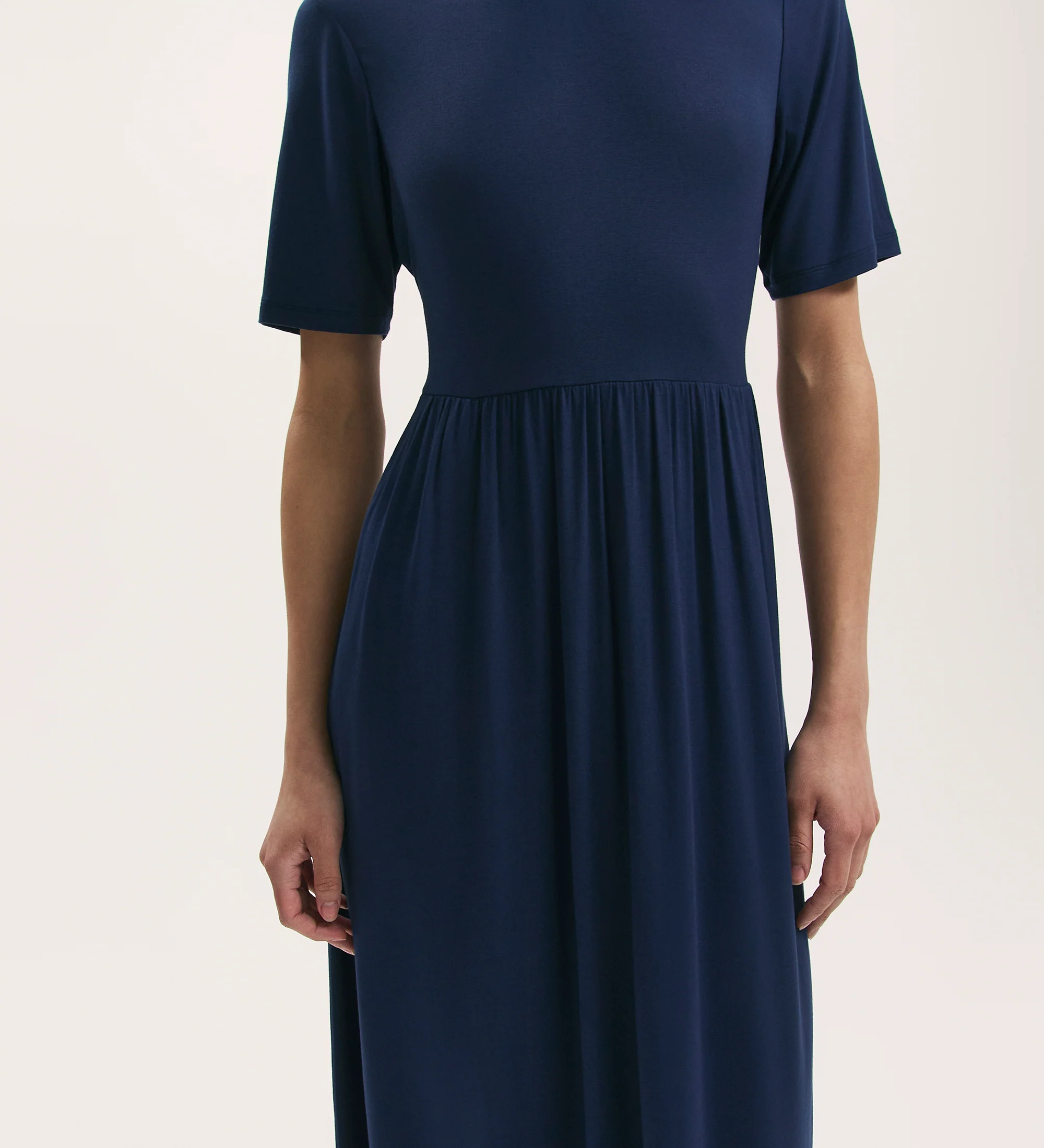 Kathryn Navy Jersey Midi T-Shirt Dress - Image 2