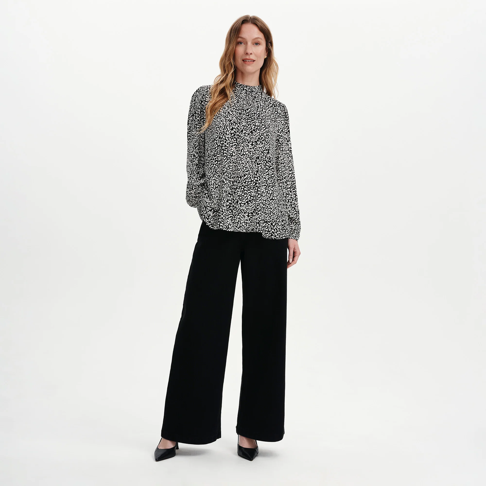 Keira Black Leopard Crepe Top - Image 2