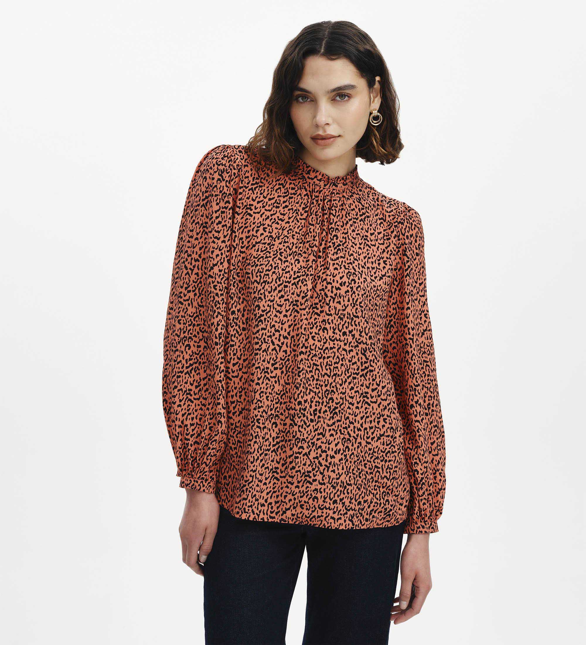 Keira Orange Leopard Crepe Top - Image 5