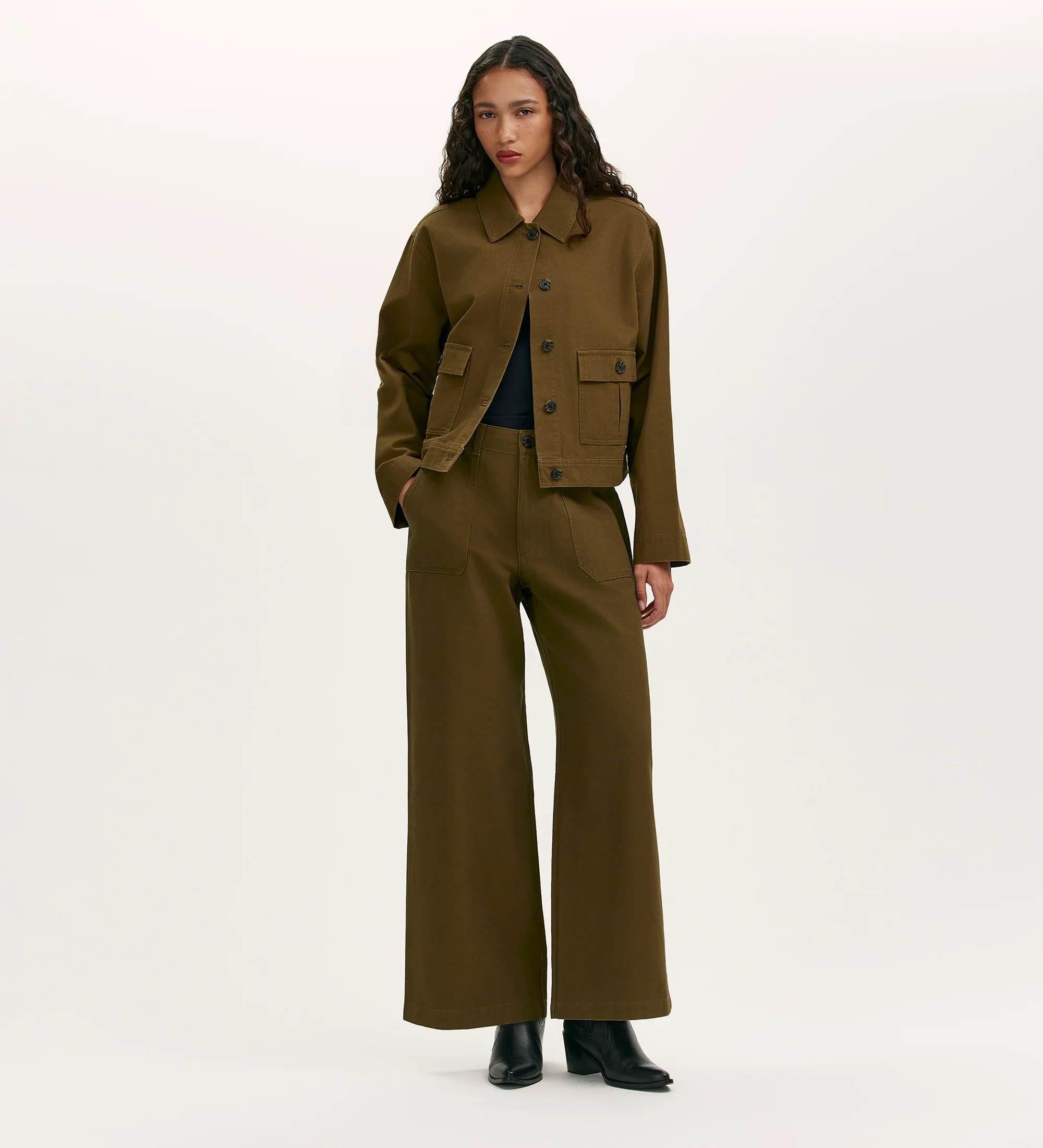 Kelsie Khaki Canvas Jacket - Image 2