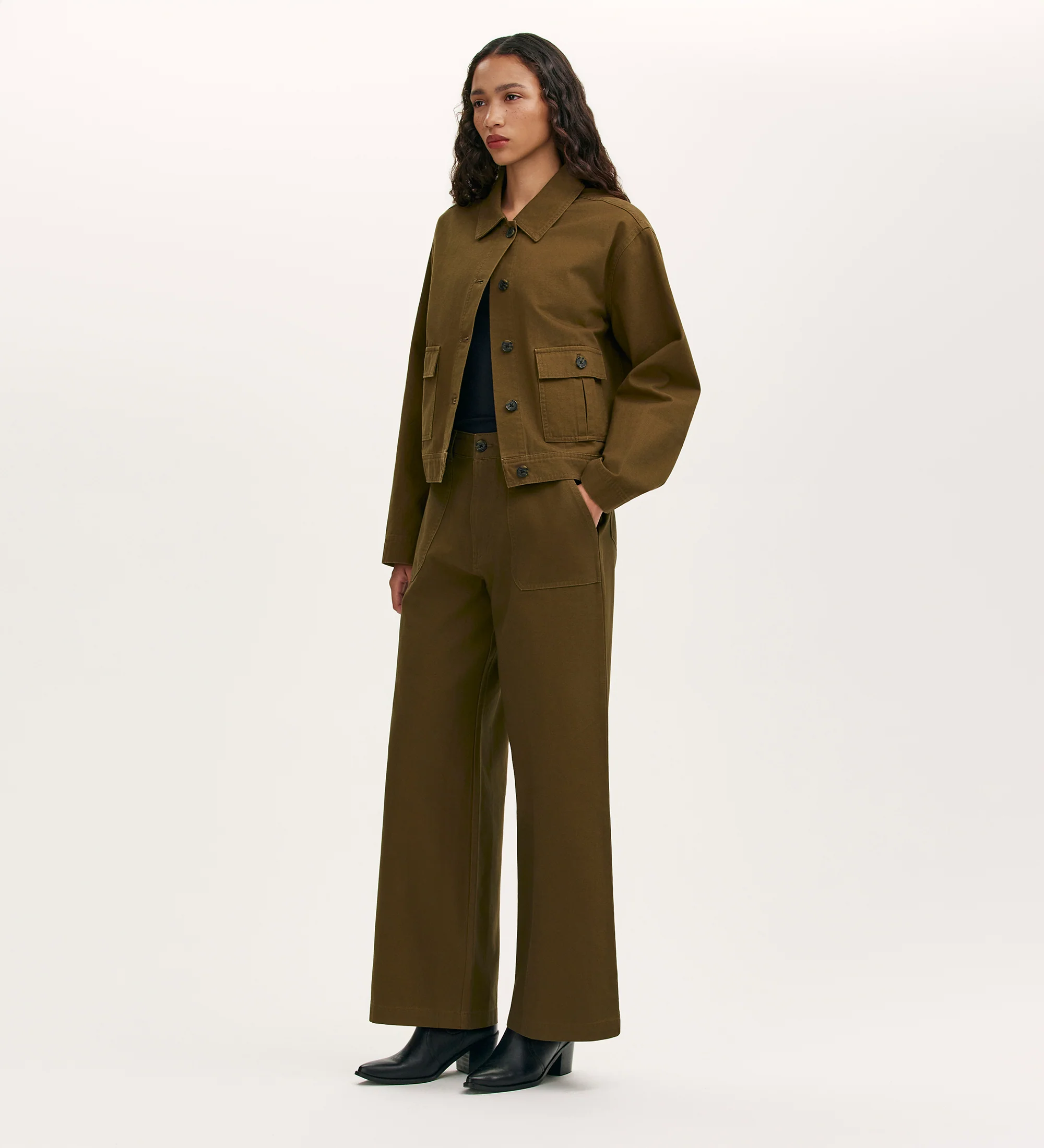 Kelsie Khaki Canvas Jacket - Image 4