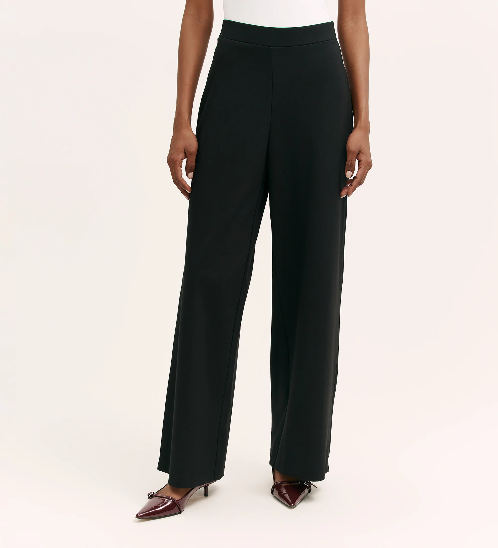 Kenzie Black Ponte Jersey Wide Leg Trousers - Image 2