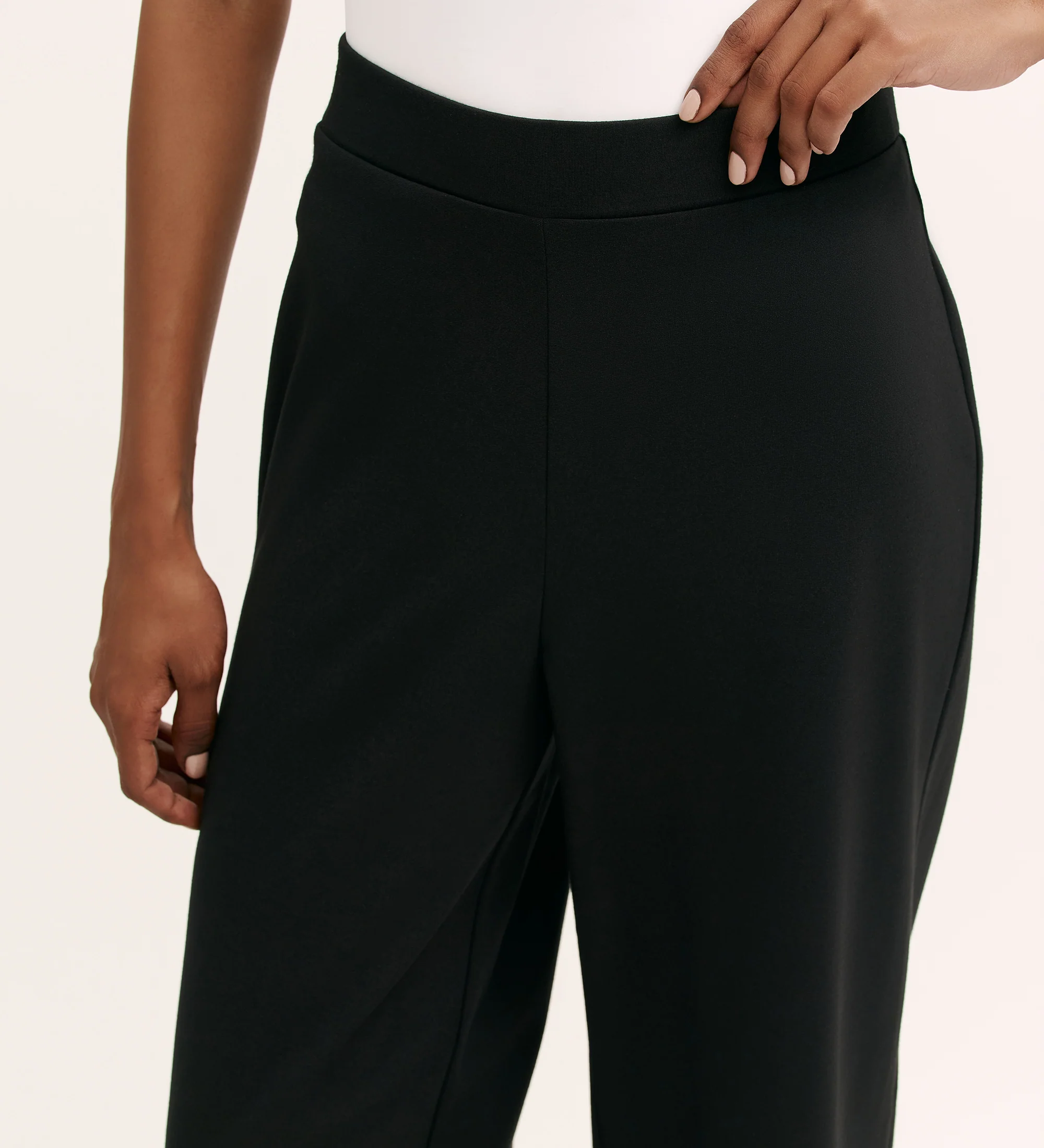 Kenzie Black Ponte Jersey Wide Leg Trousers - Image 3