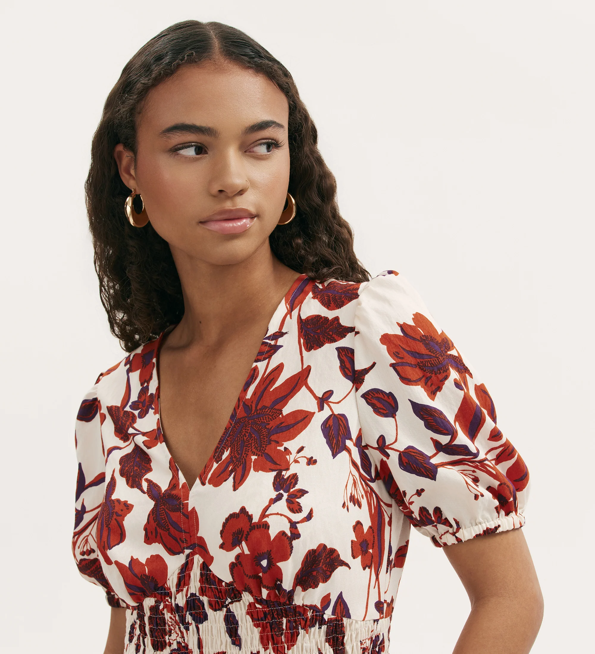 Kiara Cream Floral Midi Dress - Image 3
