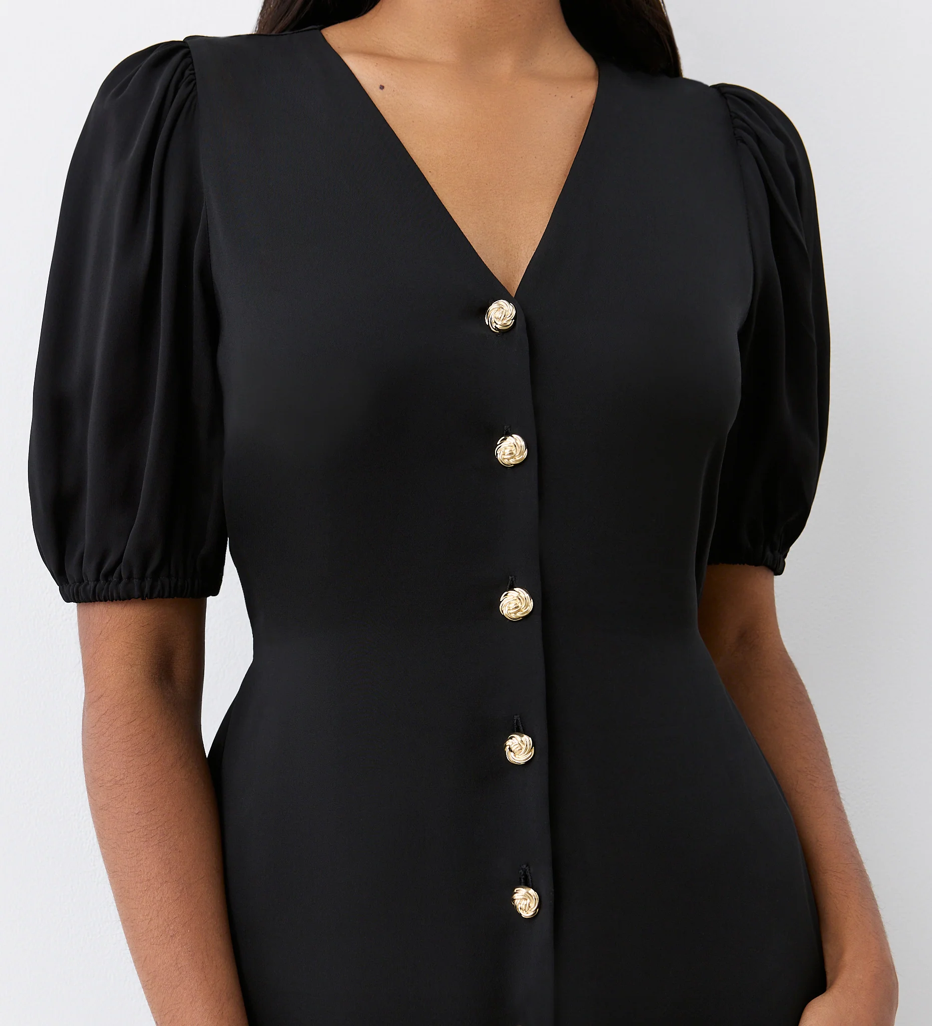 Kimberley Black Crepe Midi Dress - Image 3