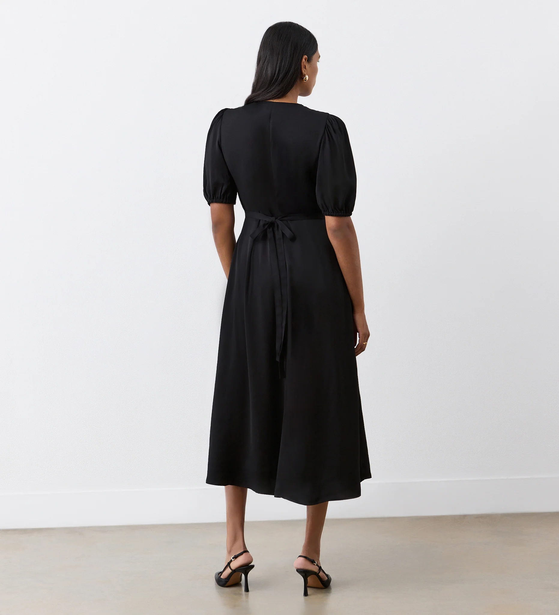 Kimberley Black Crepe Midi Dress - Image 4