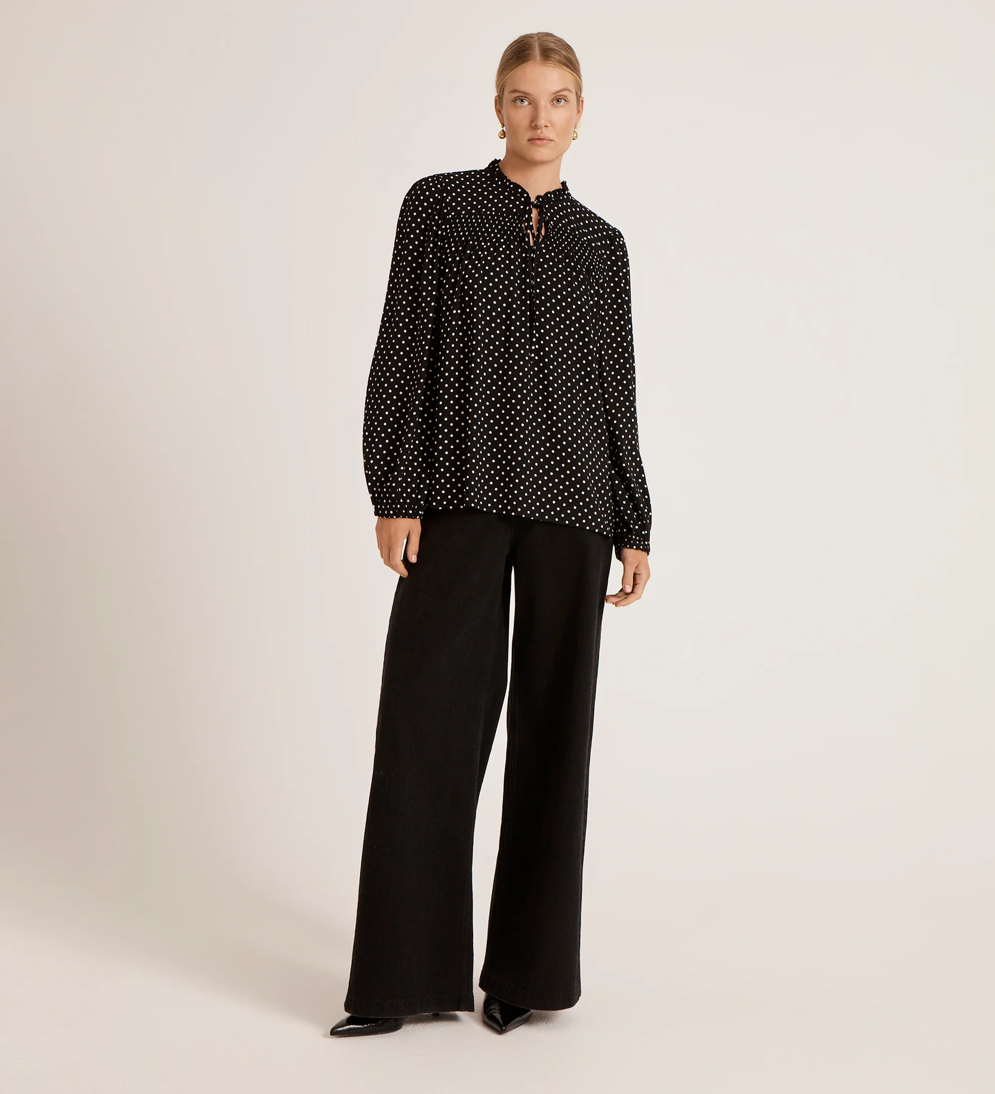 Kiya Black Polka Dot Blouse - Image 2