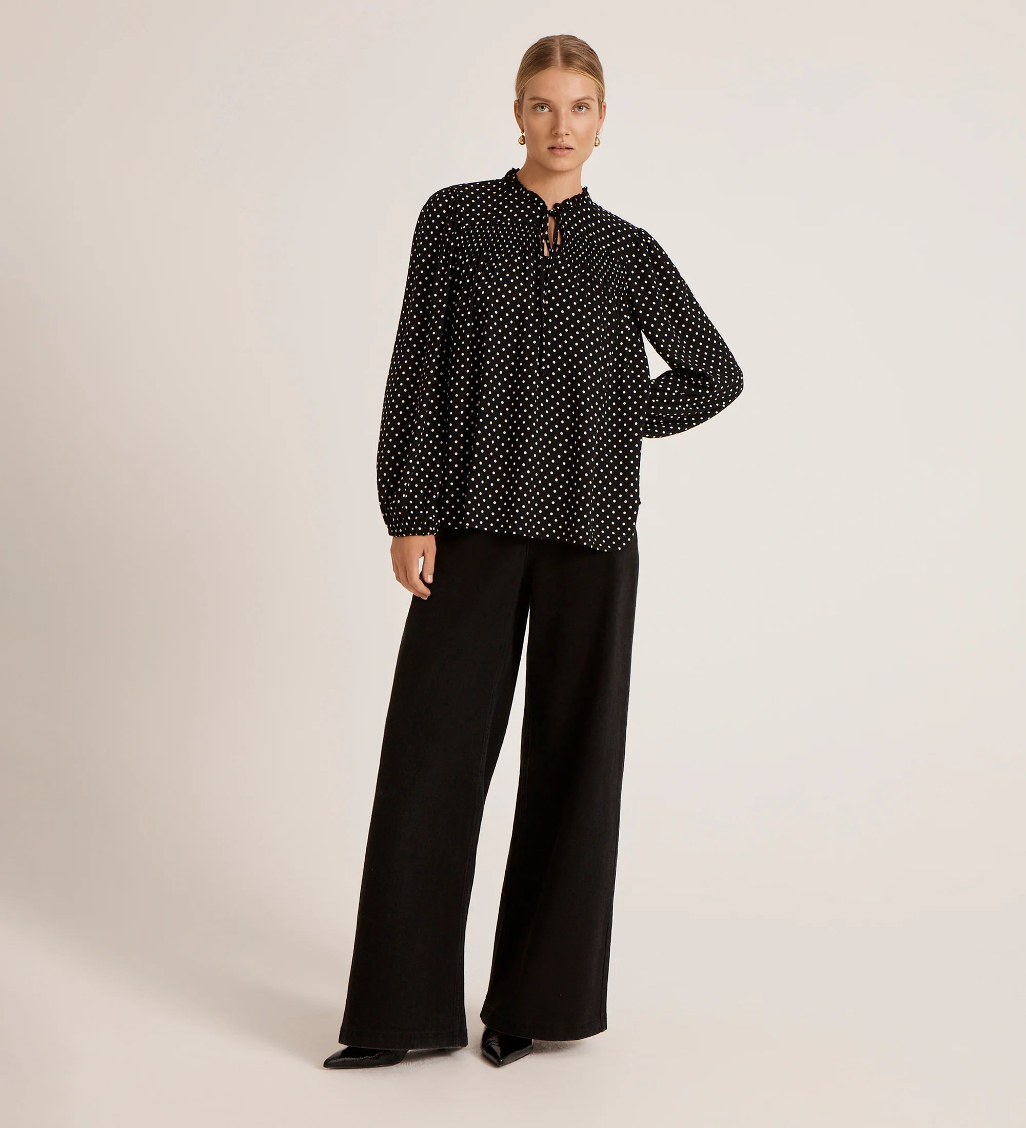 Kiya Black Polka Dot Blouse - Image 3