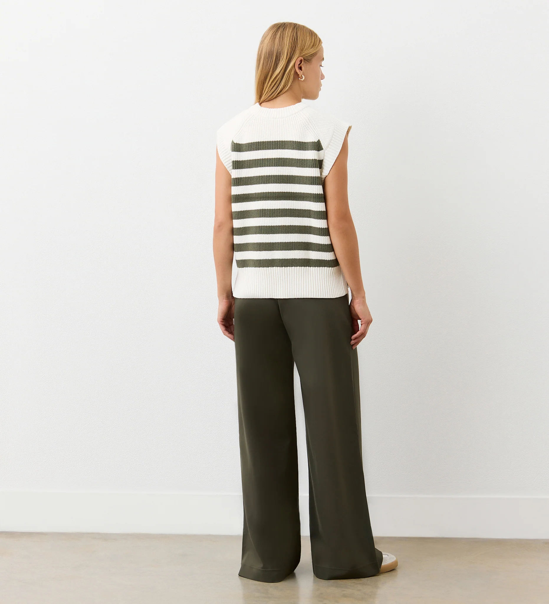 Lexi Khaki Striped Sweater Vest - Image 4