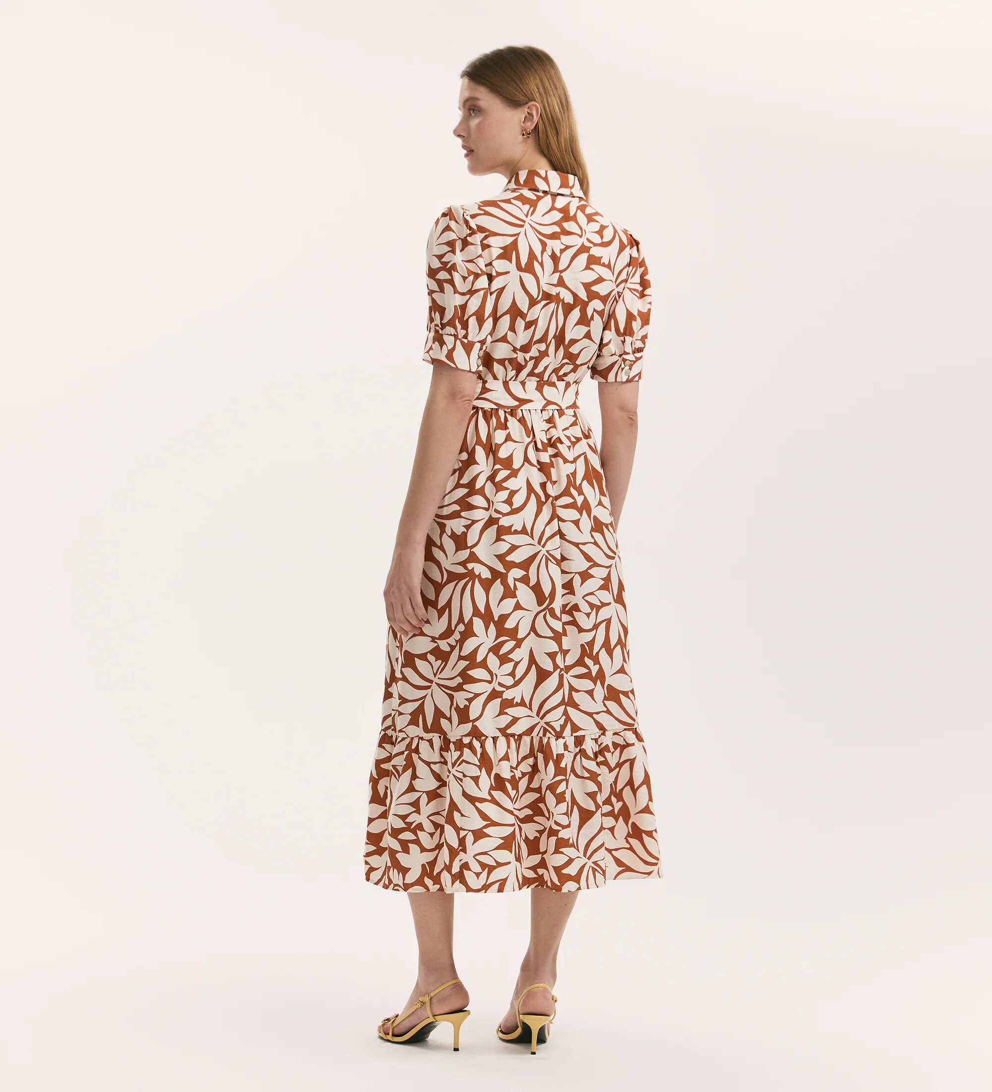 Liana Tan Leaf Midi Tiered Dress - Image 4