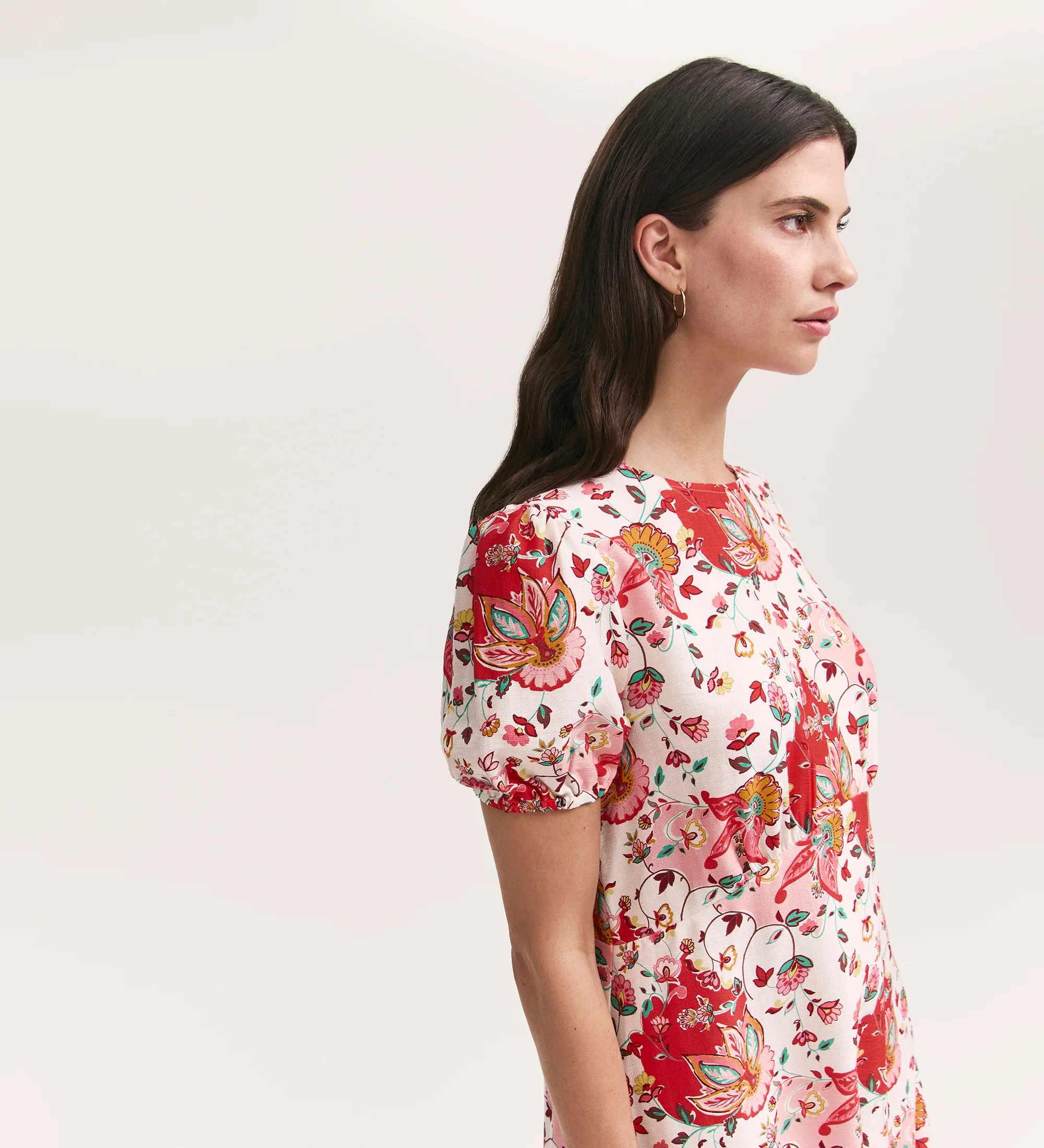 Lili Coral Floral Midi Tea Dress - Image 2