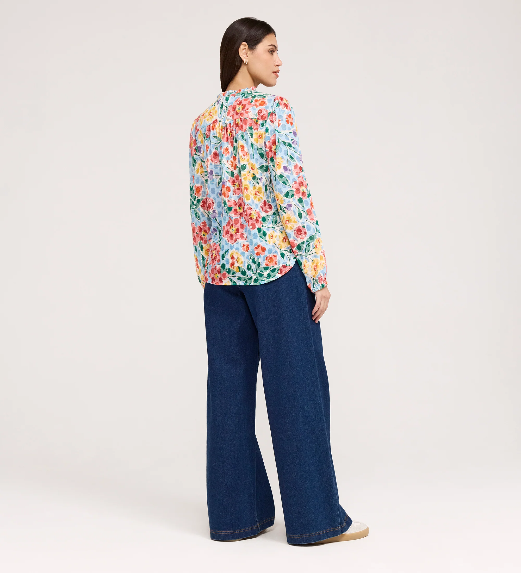 Lizzie Blue Floral Jersey Blouse - Image 5