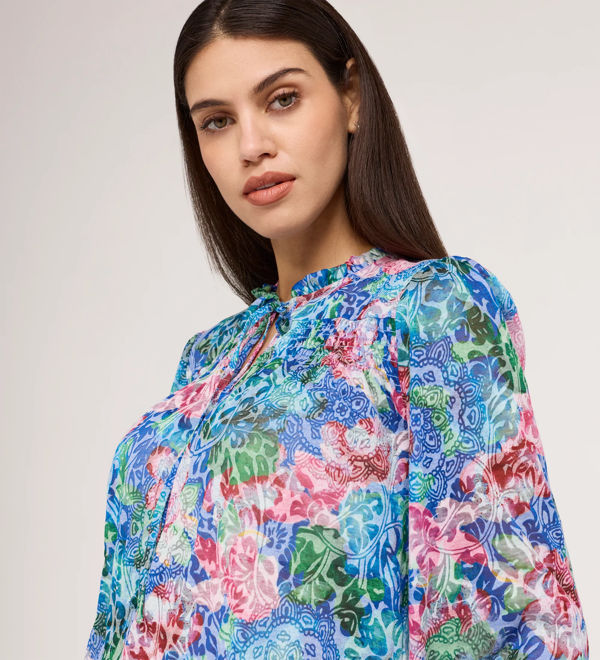 Lizzie Indigo Floral Jersey Blouse - Image 3