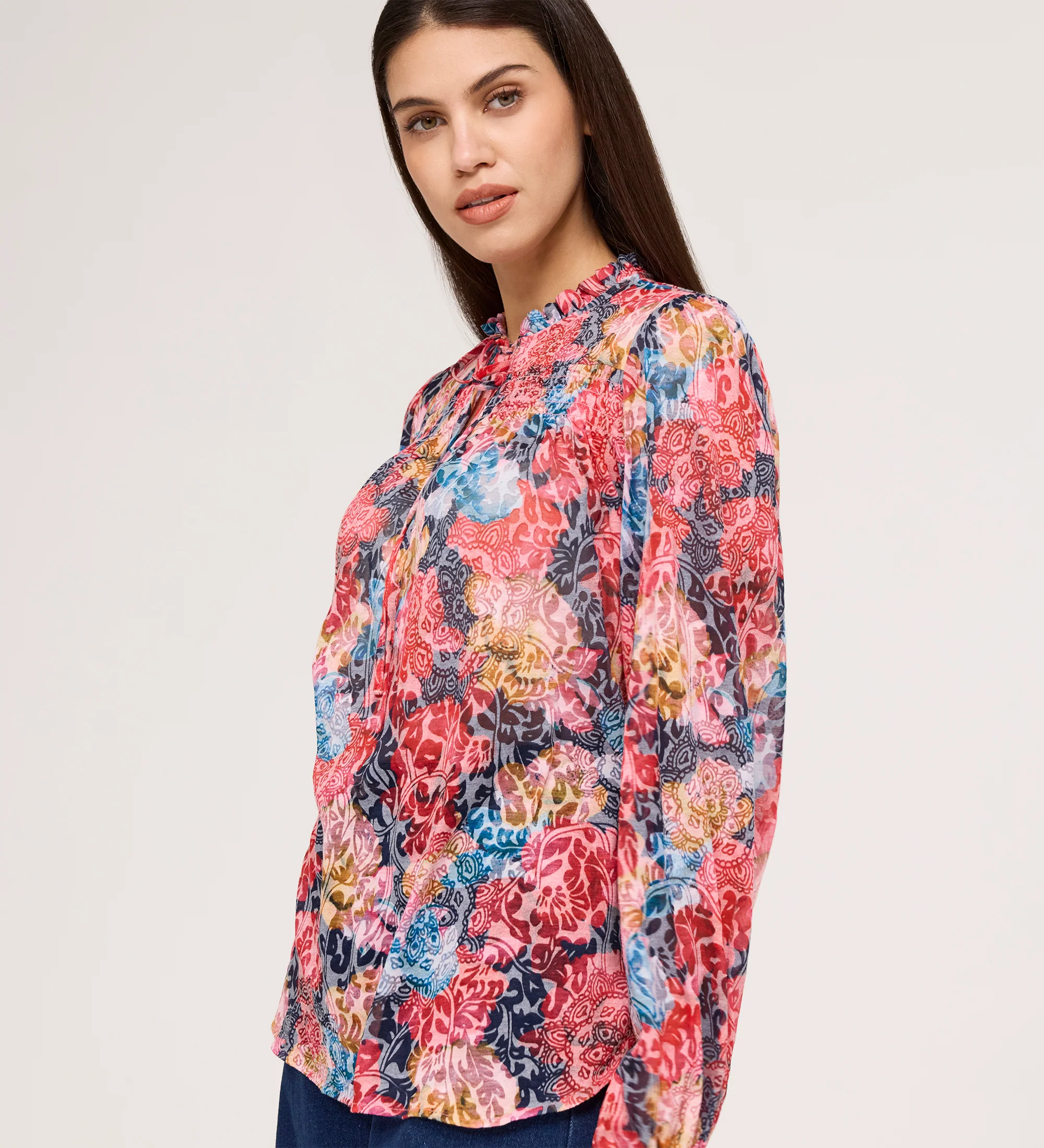 Lizzie Pink Floral Jersey Blouse - Image 3