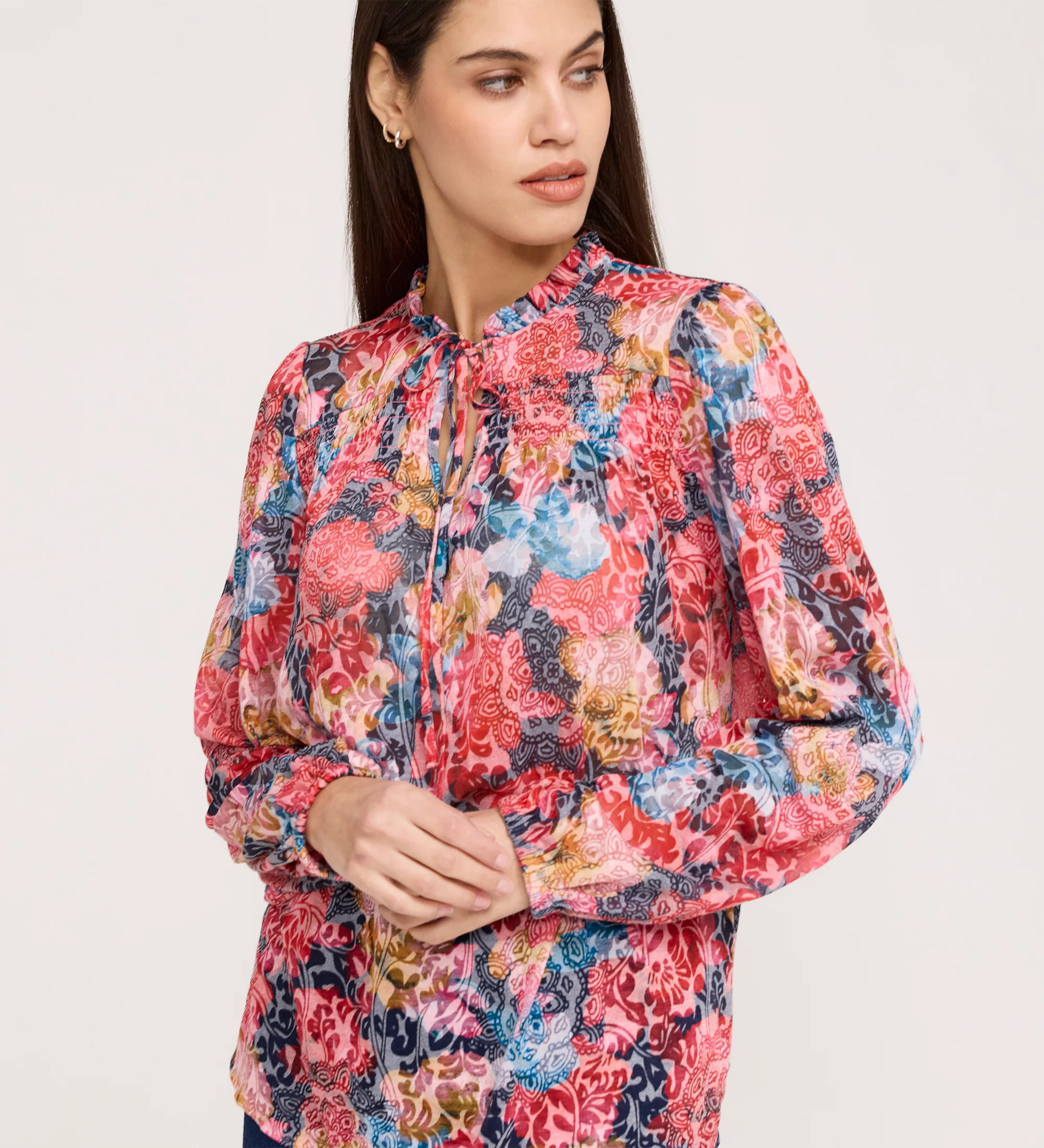 Lizzie Pink Floral Jersey Blouse - Image 4