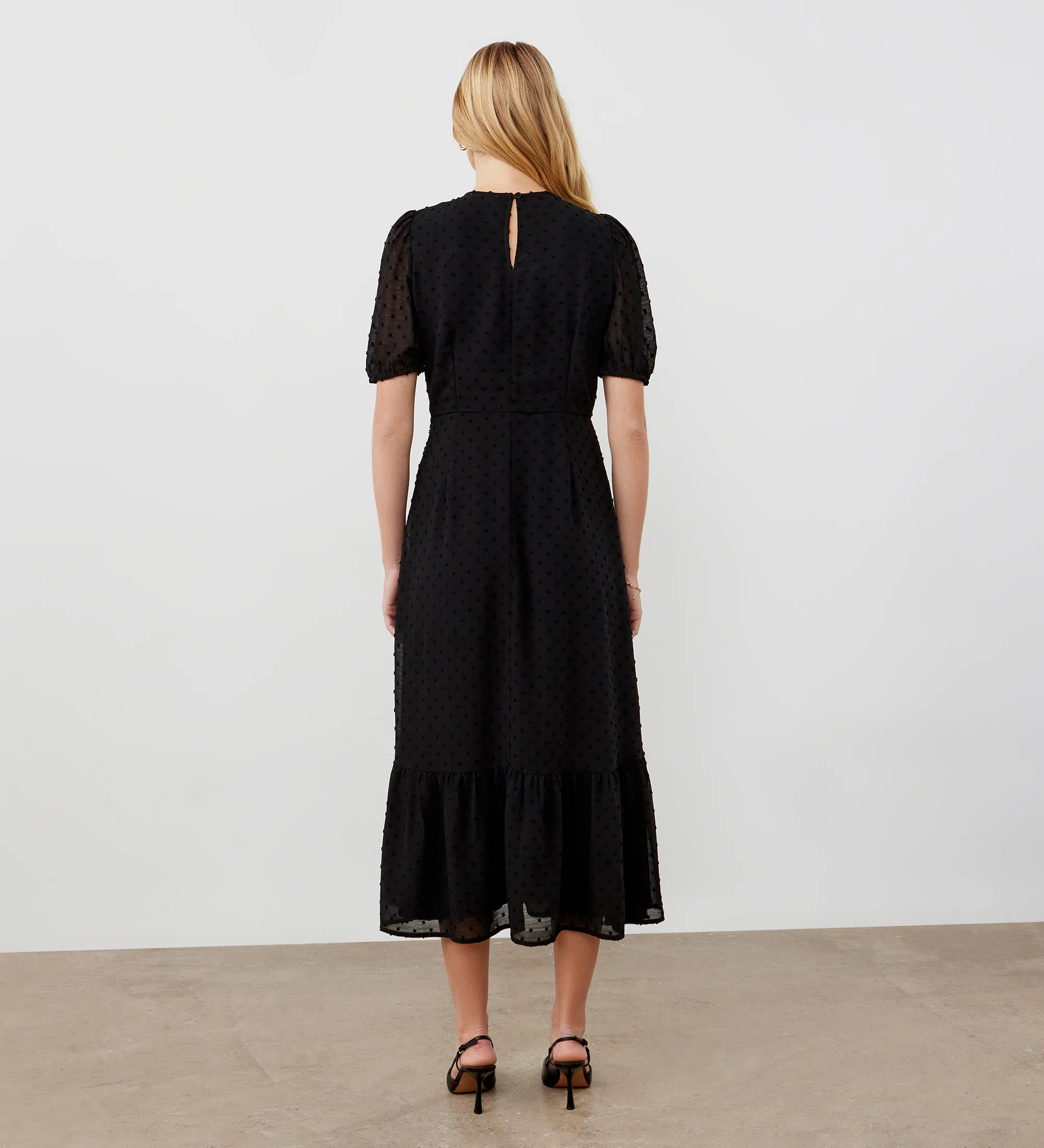 Loretta Black Georgette Midi Dress - Image 4