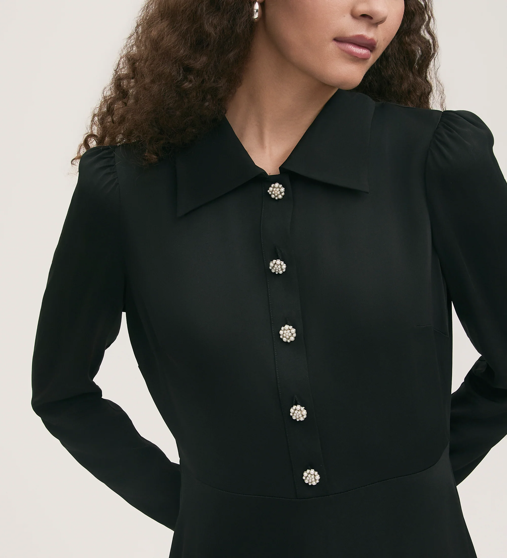 Lucia Black Crepe Midi Dress - Image 3