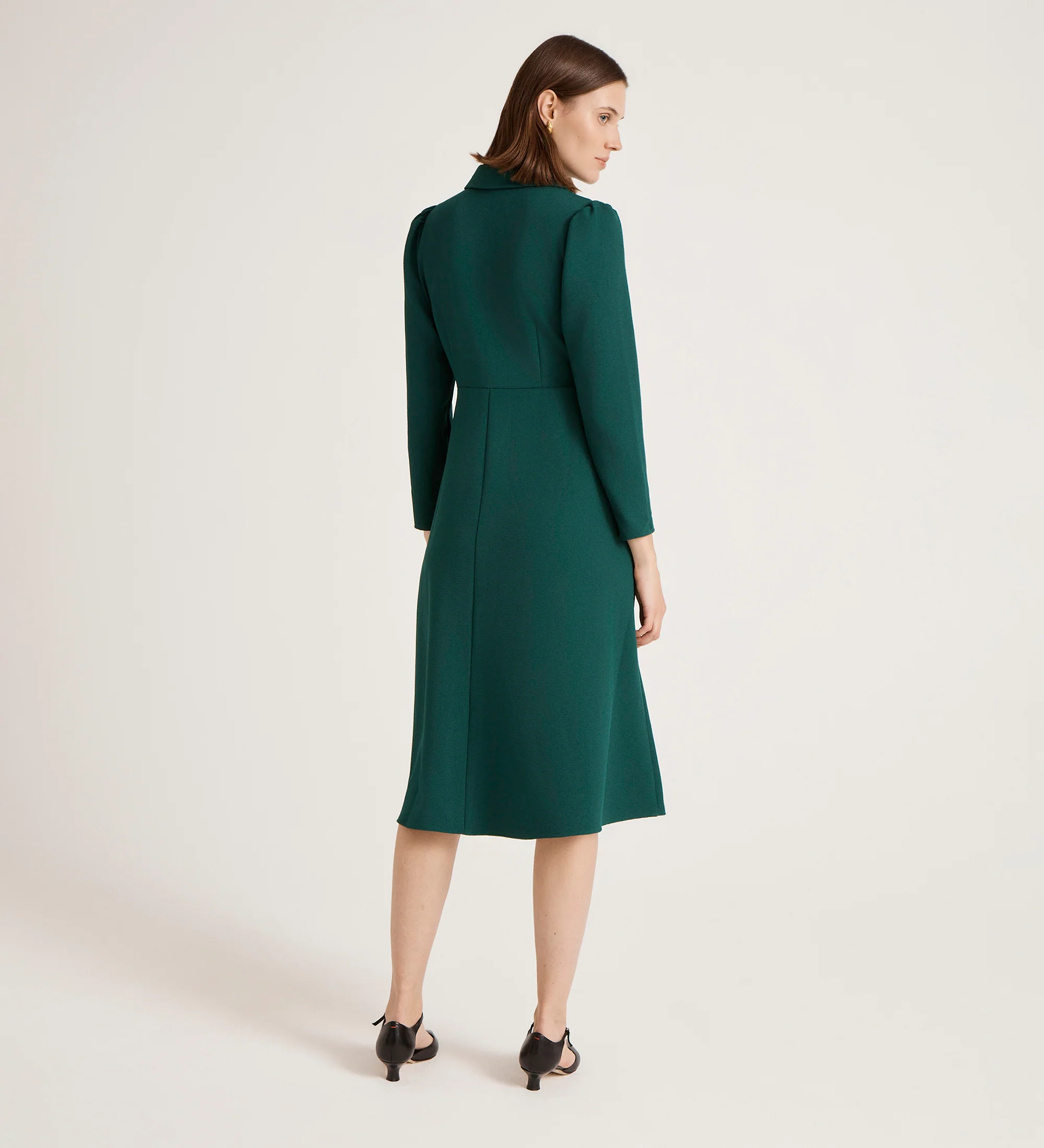 Lucia Bottle Green Crepe Midi Dress - Image 5