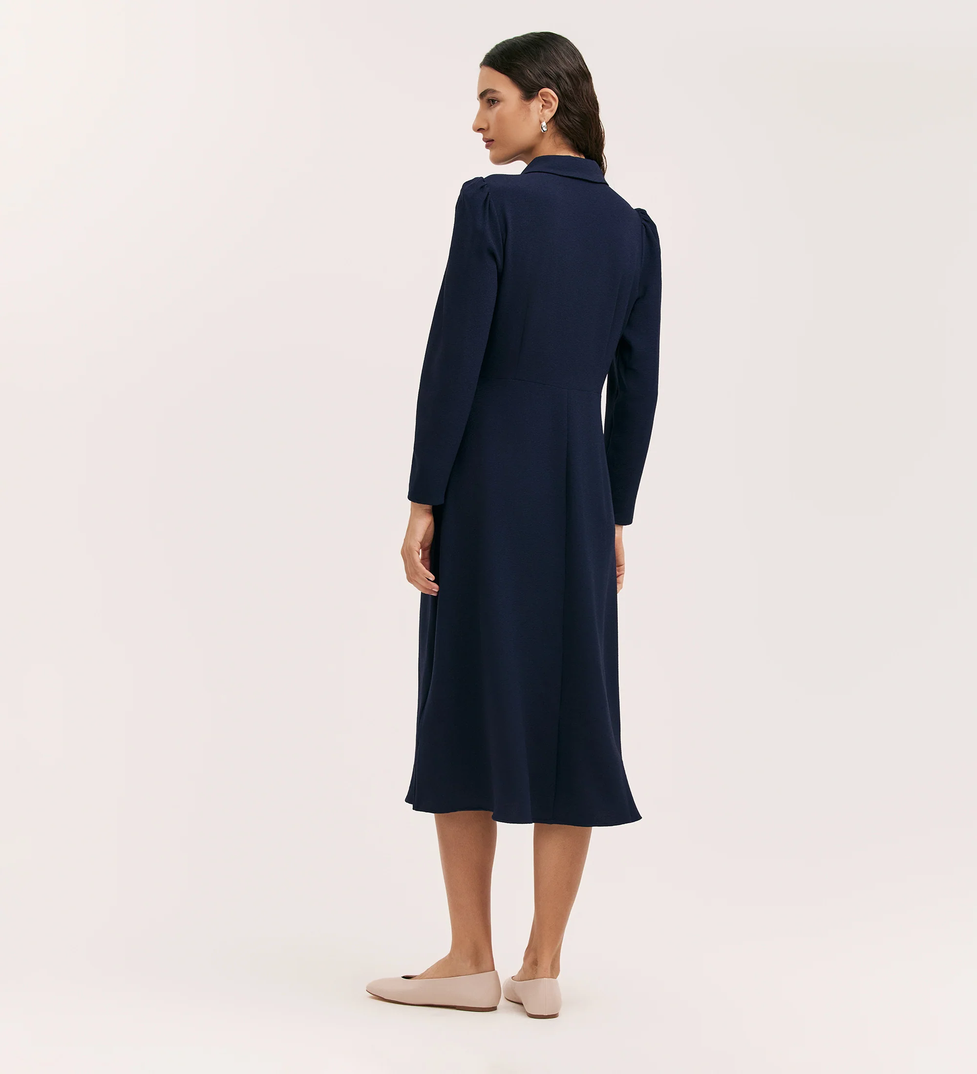 Lucia Navy Crepe Midi Dress - Image 4