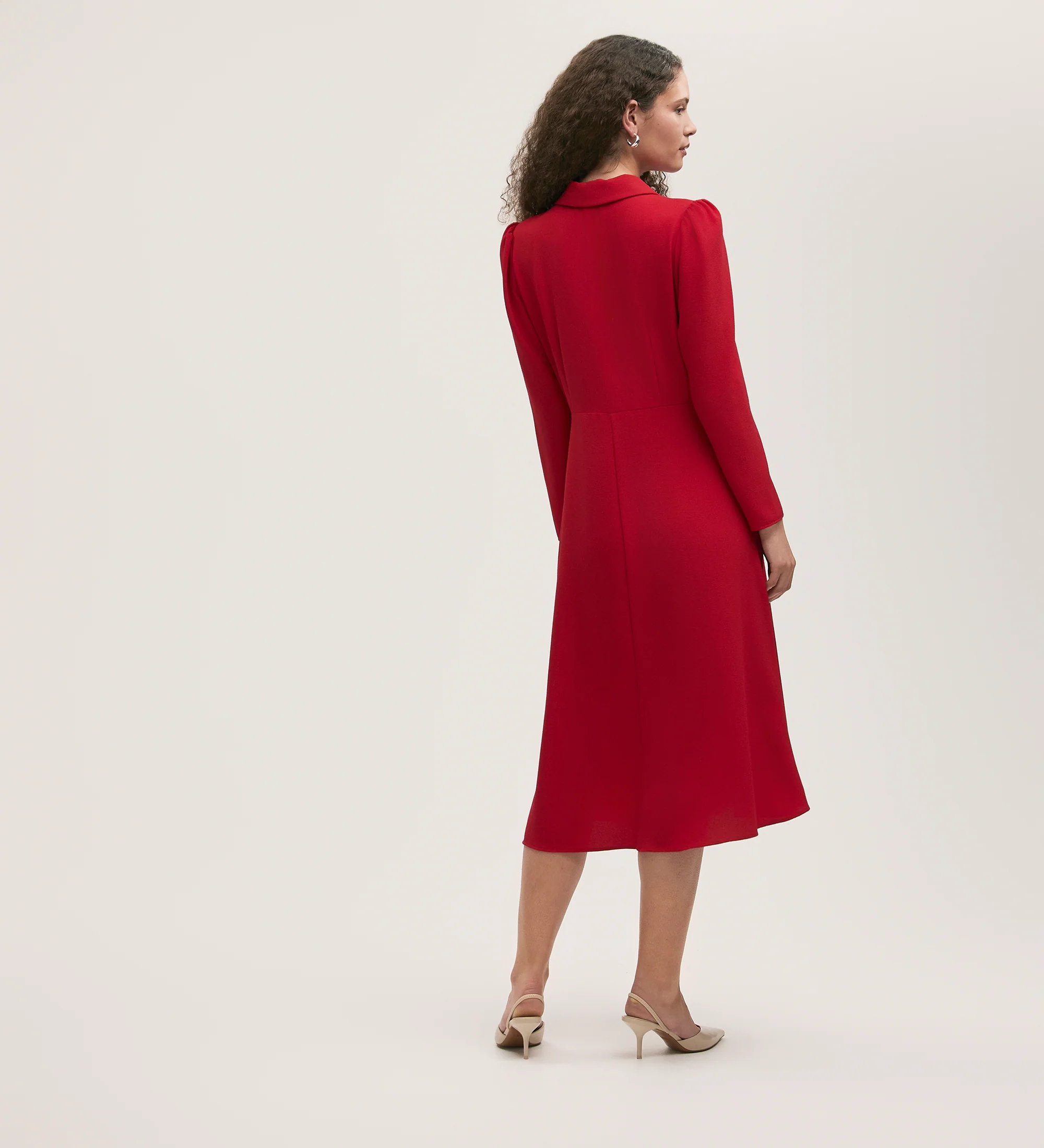 Lucia Red Crepe Midi Dress - Image 4