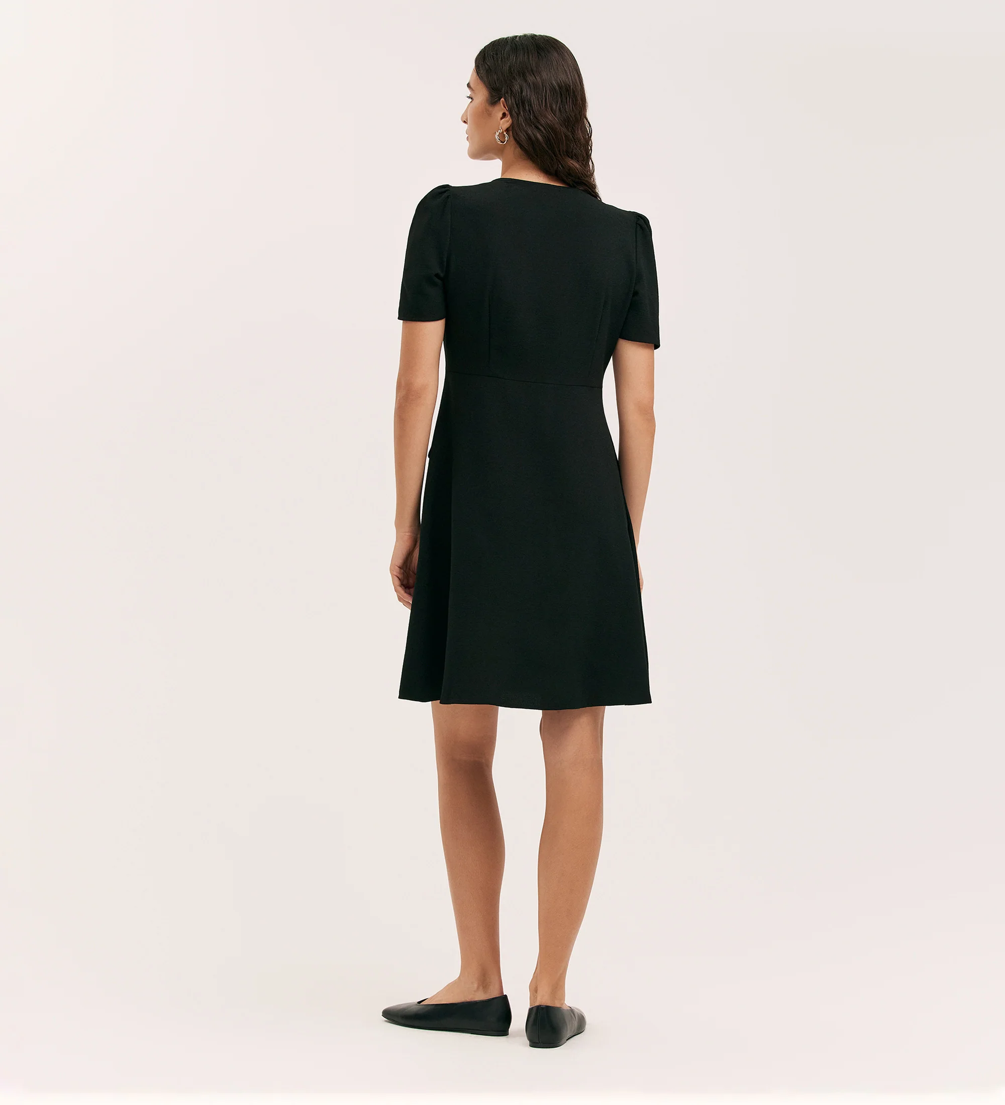 Lucille Black Crepe Short Dress - Image 5