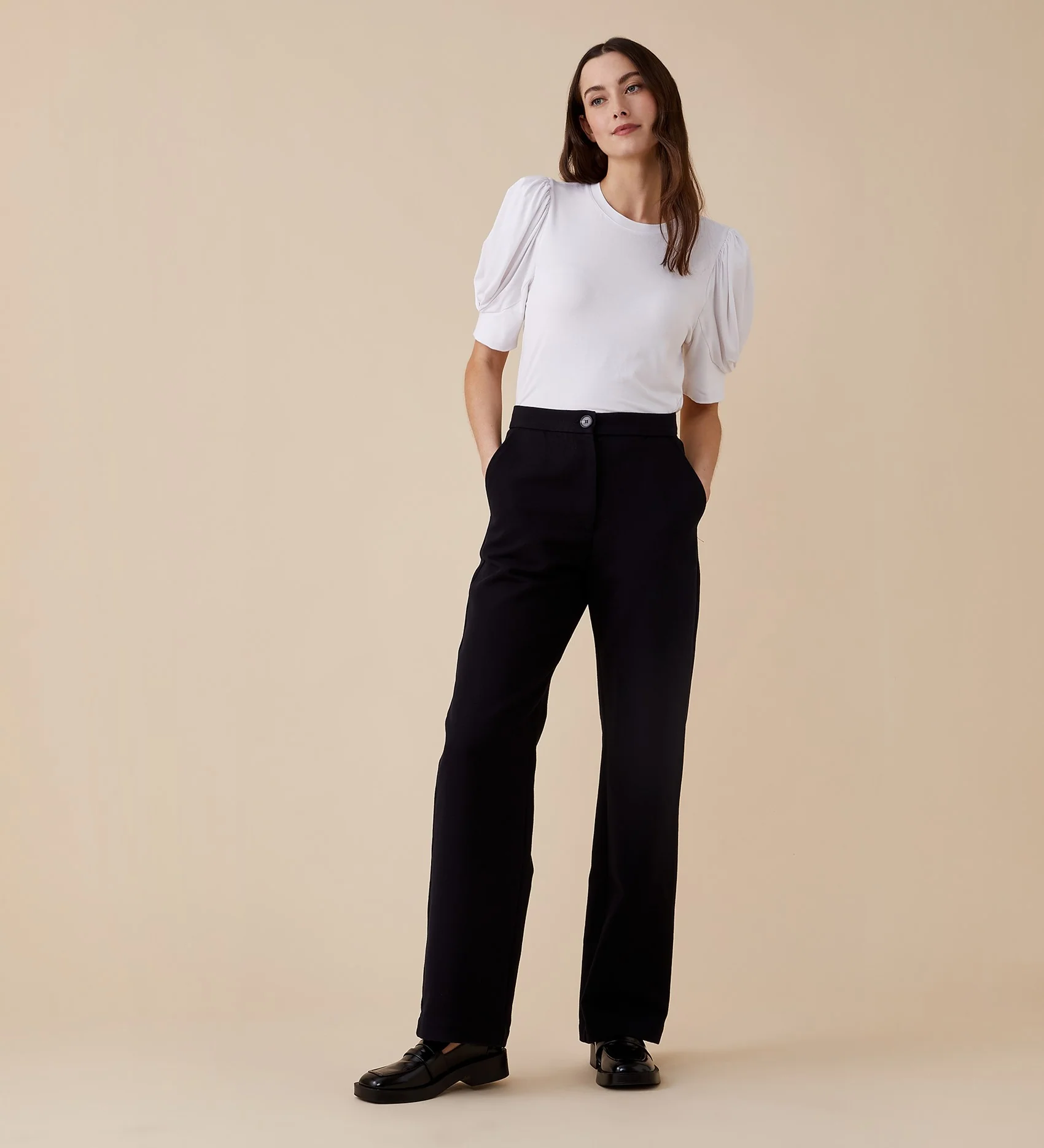 Maddie Black Cotton Rich Trousers - Image 2