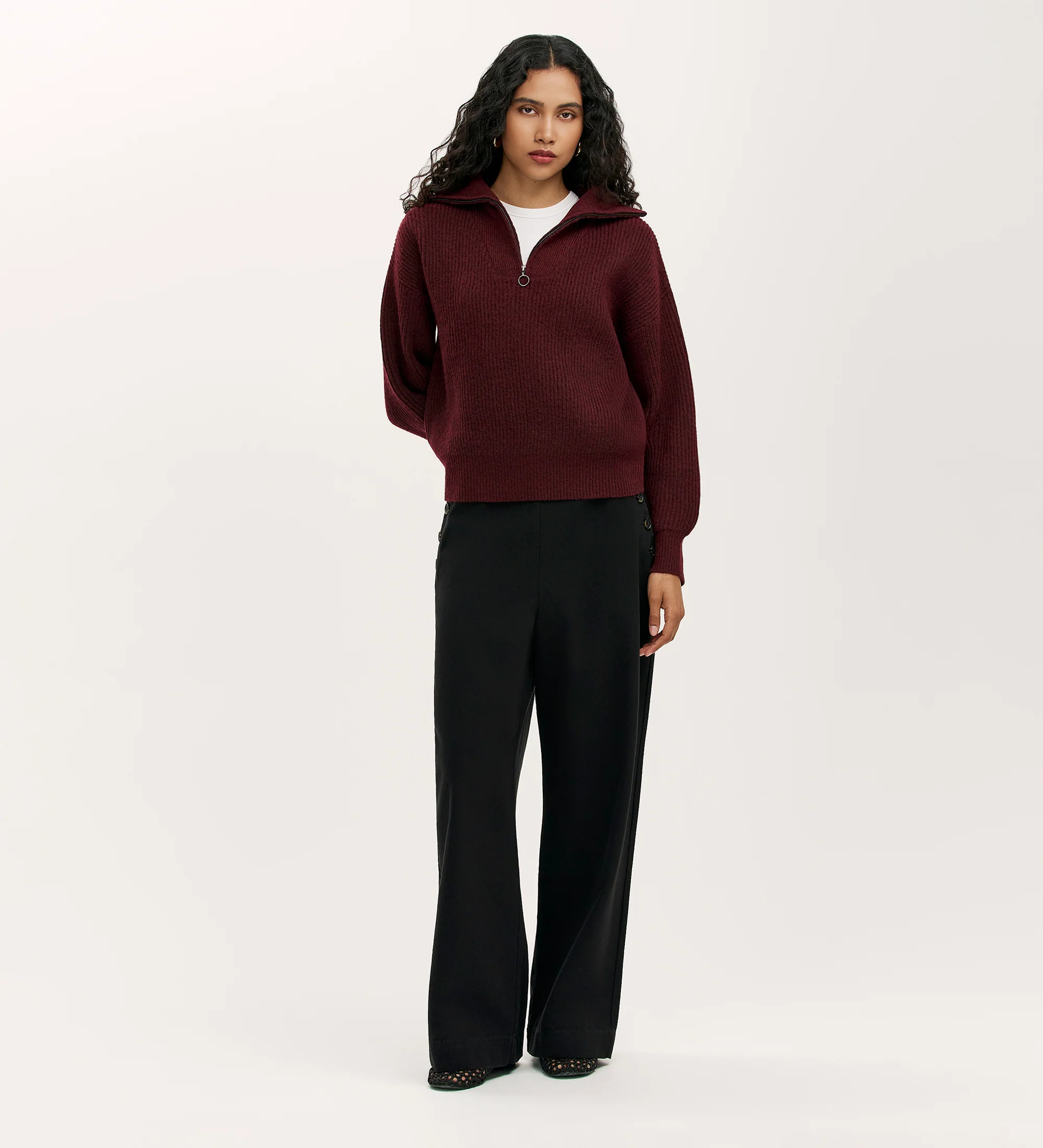 Maddy Burgundy Knitted Jumper - Image 2