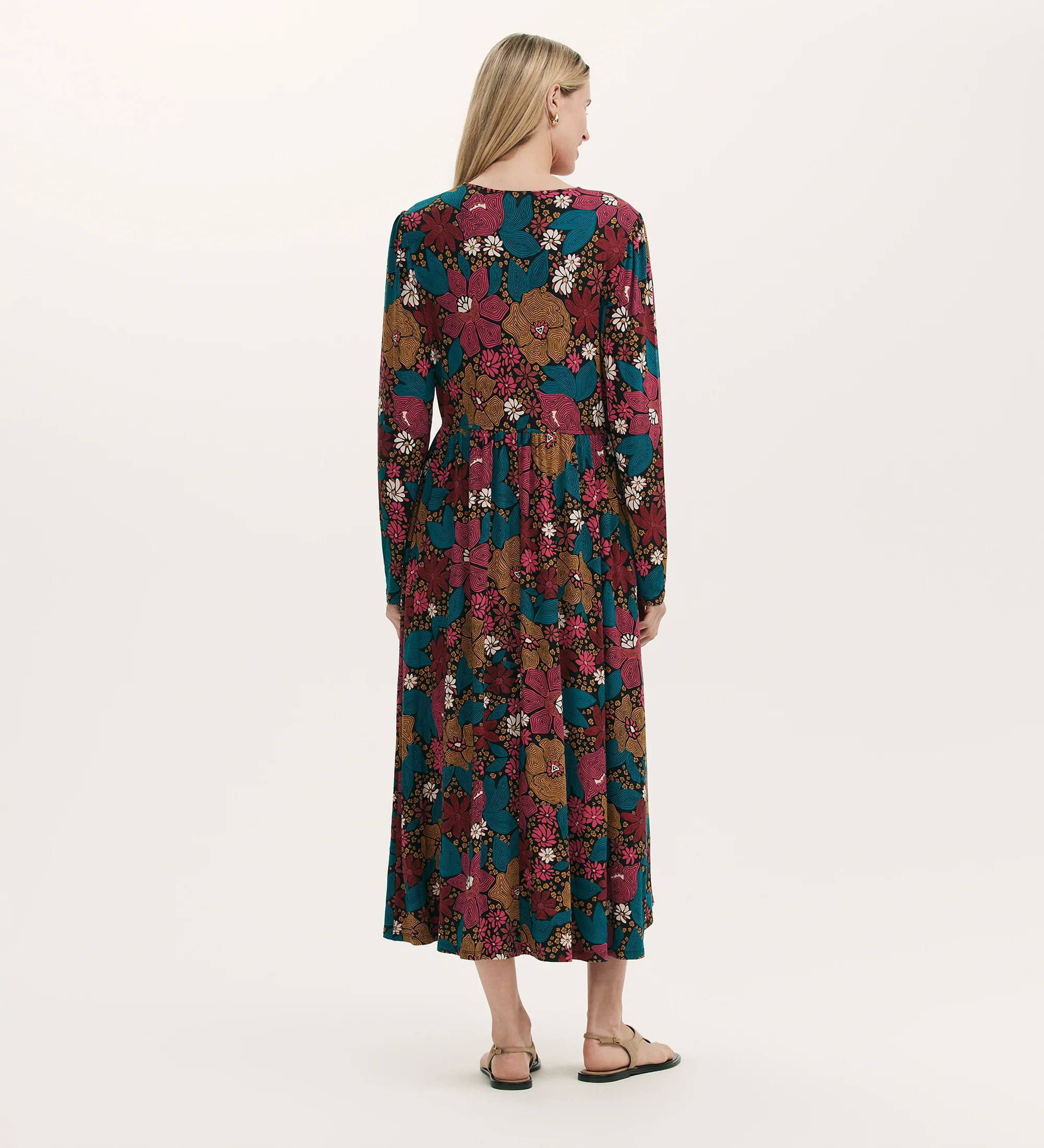 Madelyn Pink Floral Midi Dress - Image 4