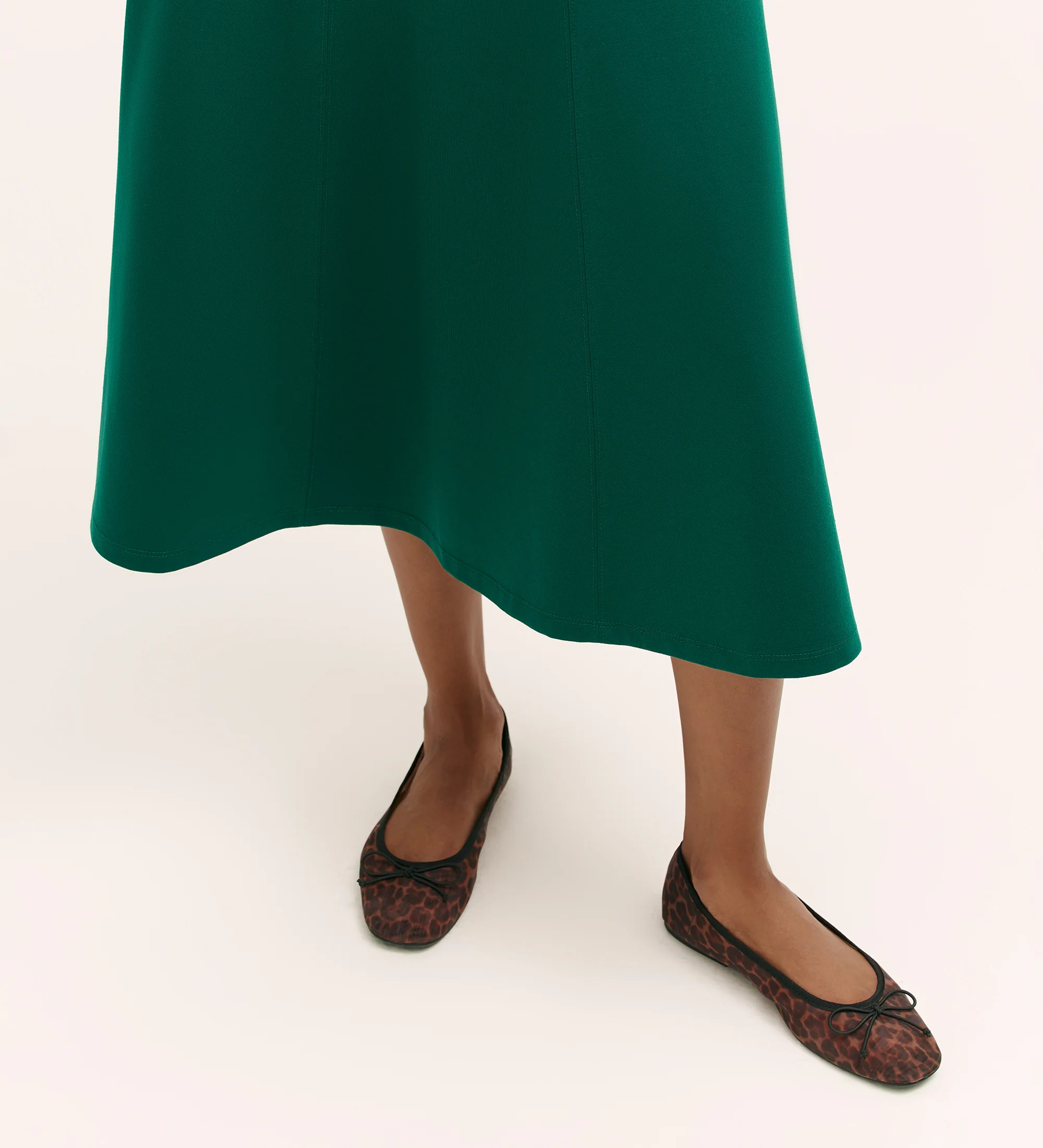 Mae Bottle Green Ponte Jersey Midi Skirt - Image 3