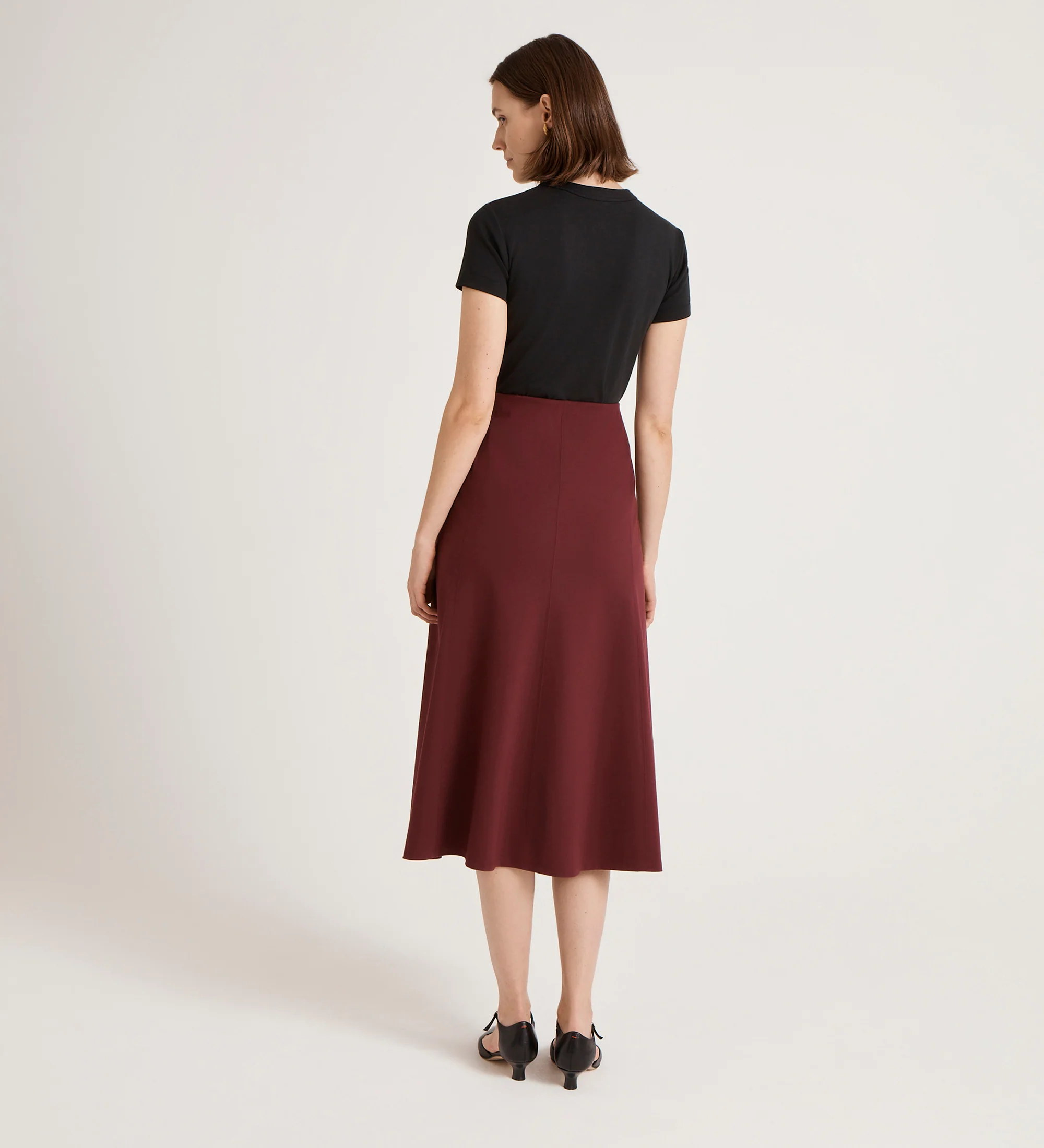 Mae Burgundy Ponte Jersey Midi Skirt - Image 5