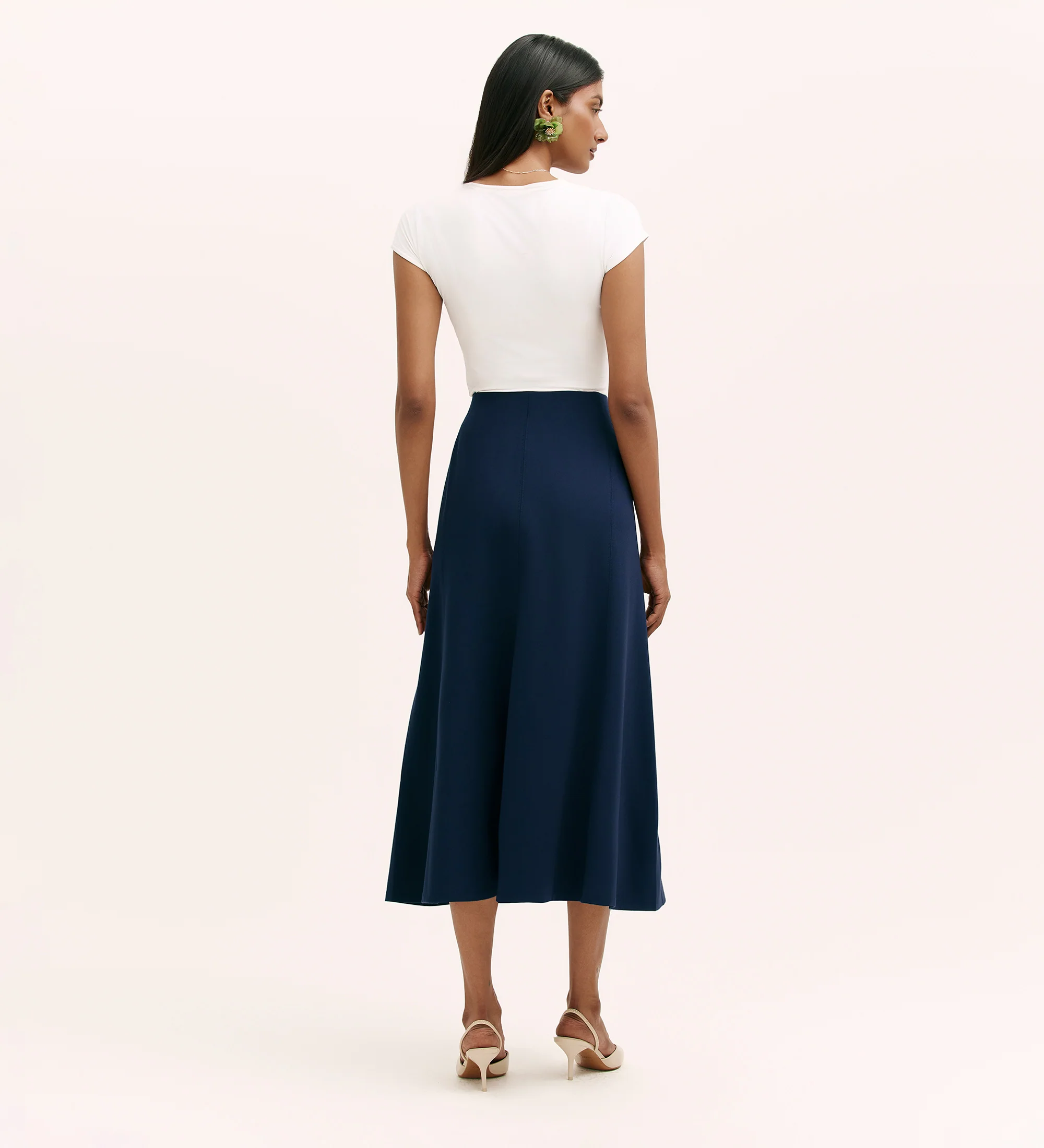 Mae Navy Ponte Jersey Midi Skirt - Image 4