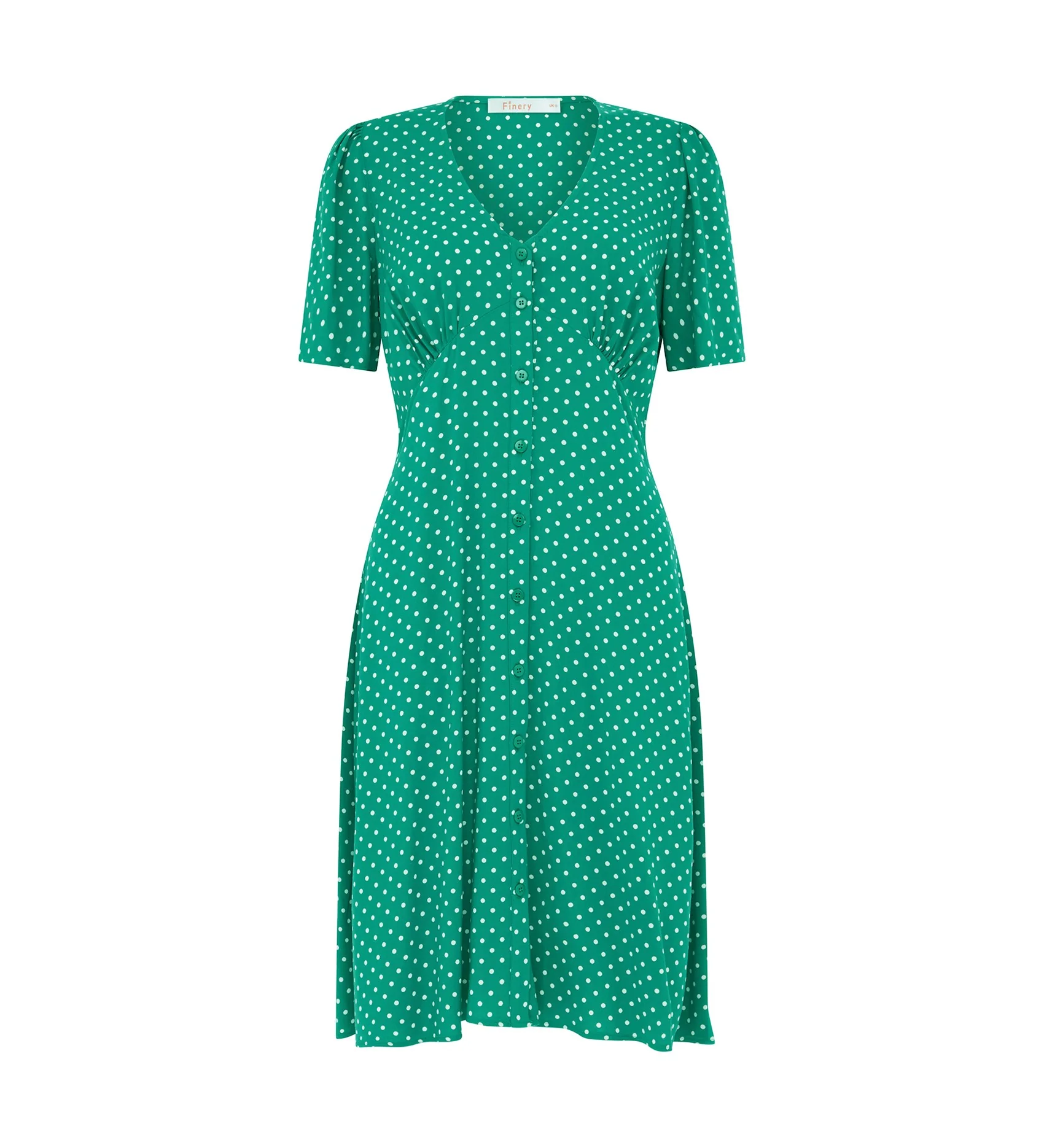 Mala Green Polka Dot Knee Length Dress - Image 5