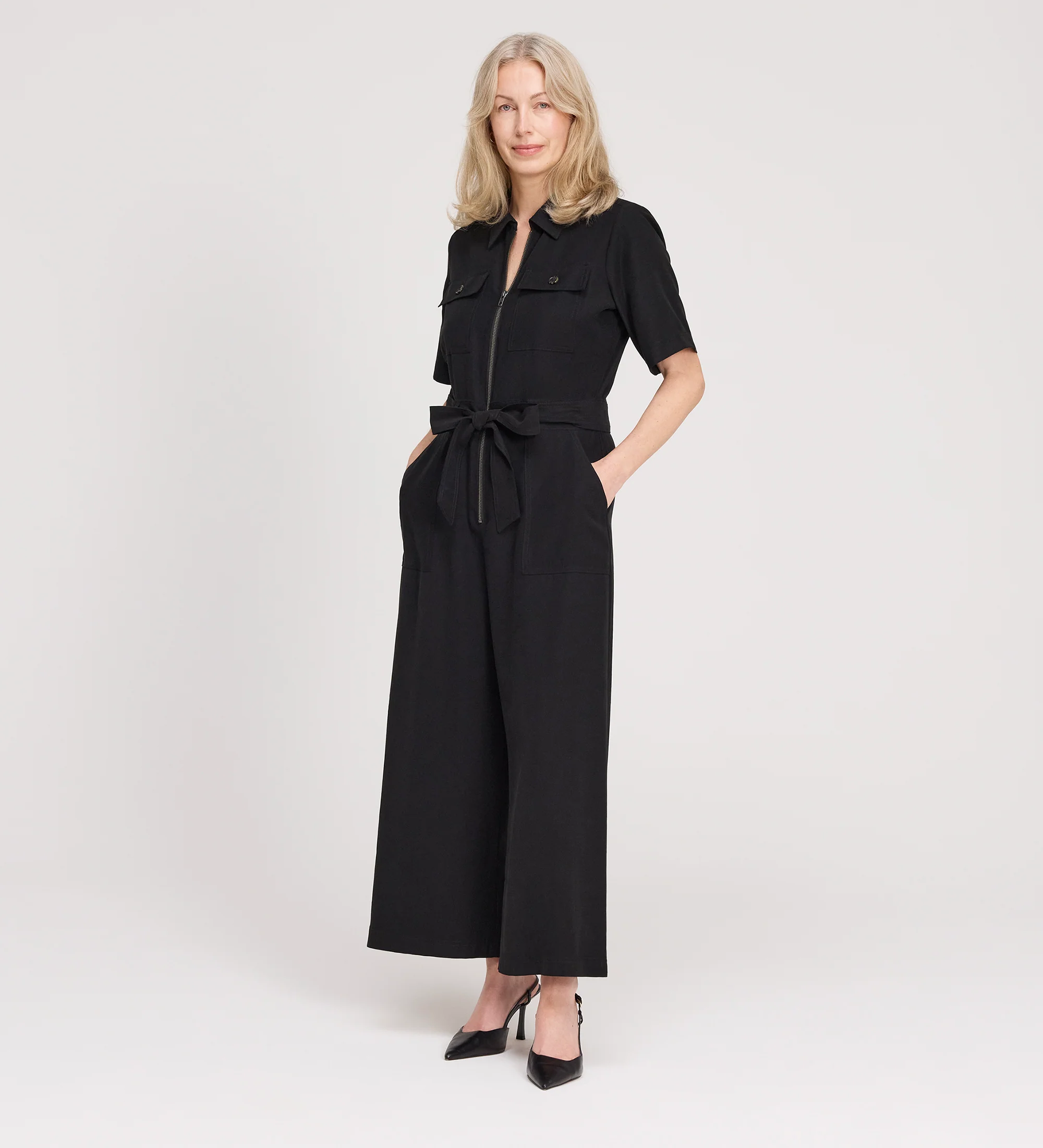 Marie Black Cupro Jumpsuit - Image 3