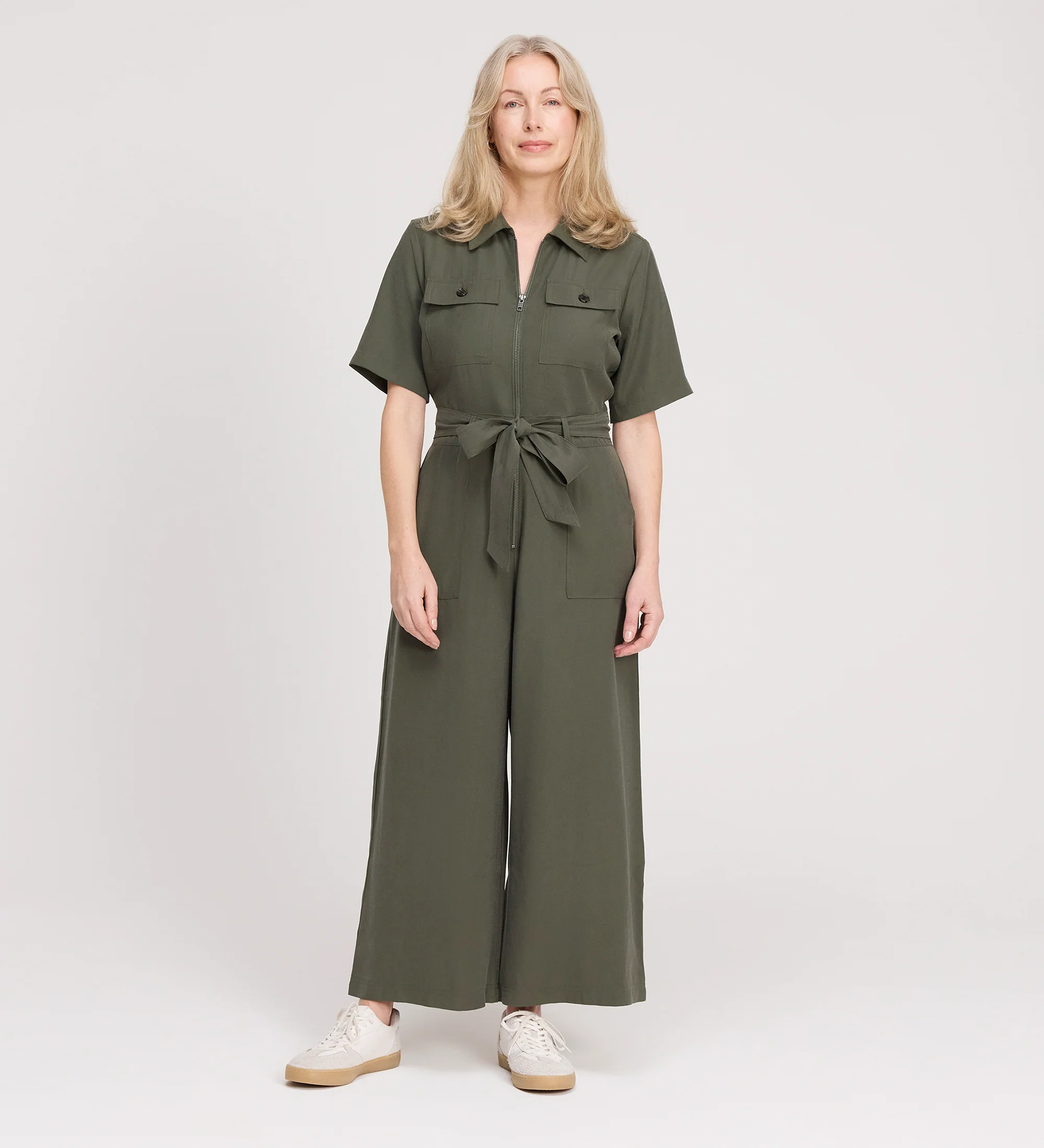Marie Khaki Cupro Jumpsuit - Image 3