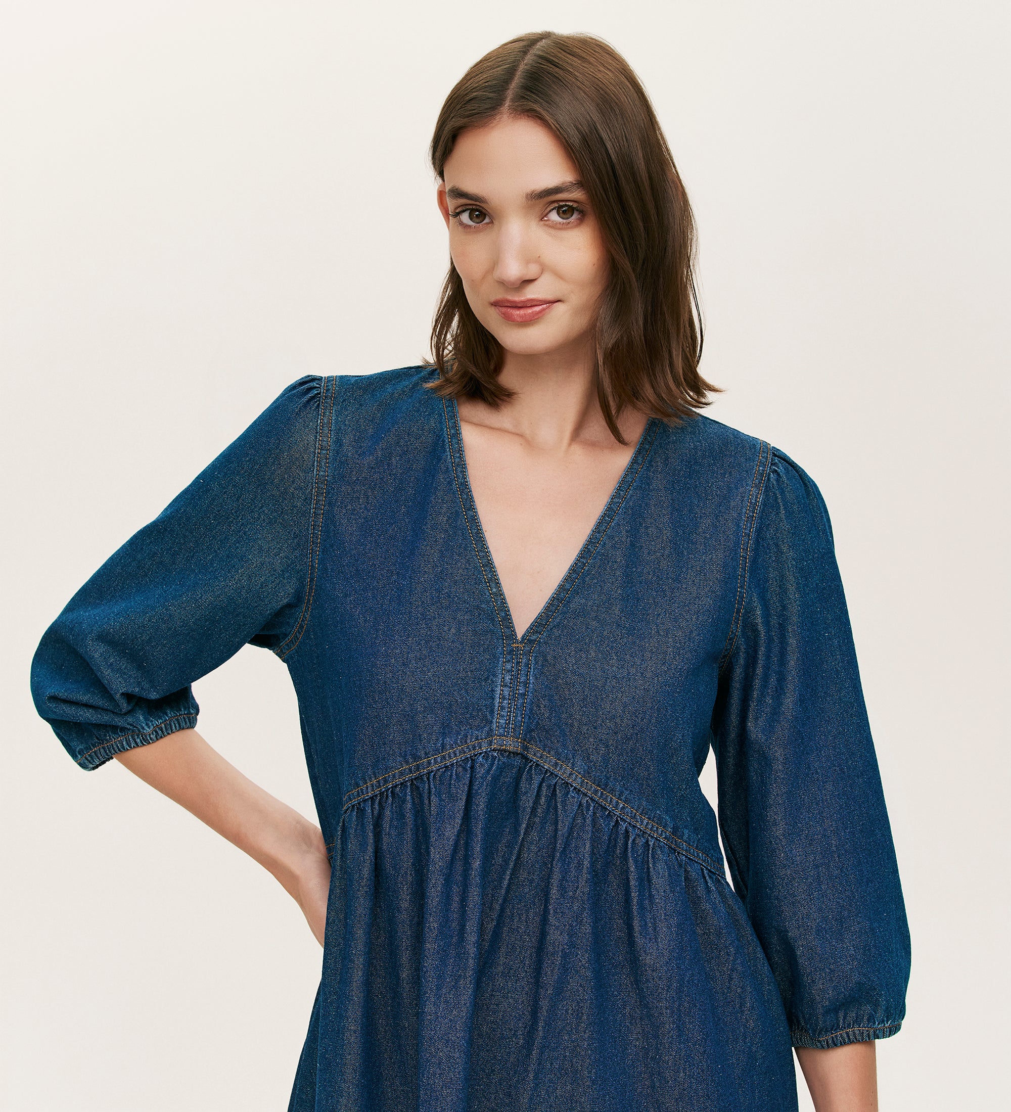 Marilyn Indigo Denim Short Dress - Image 3