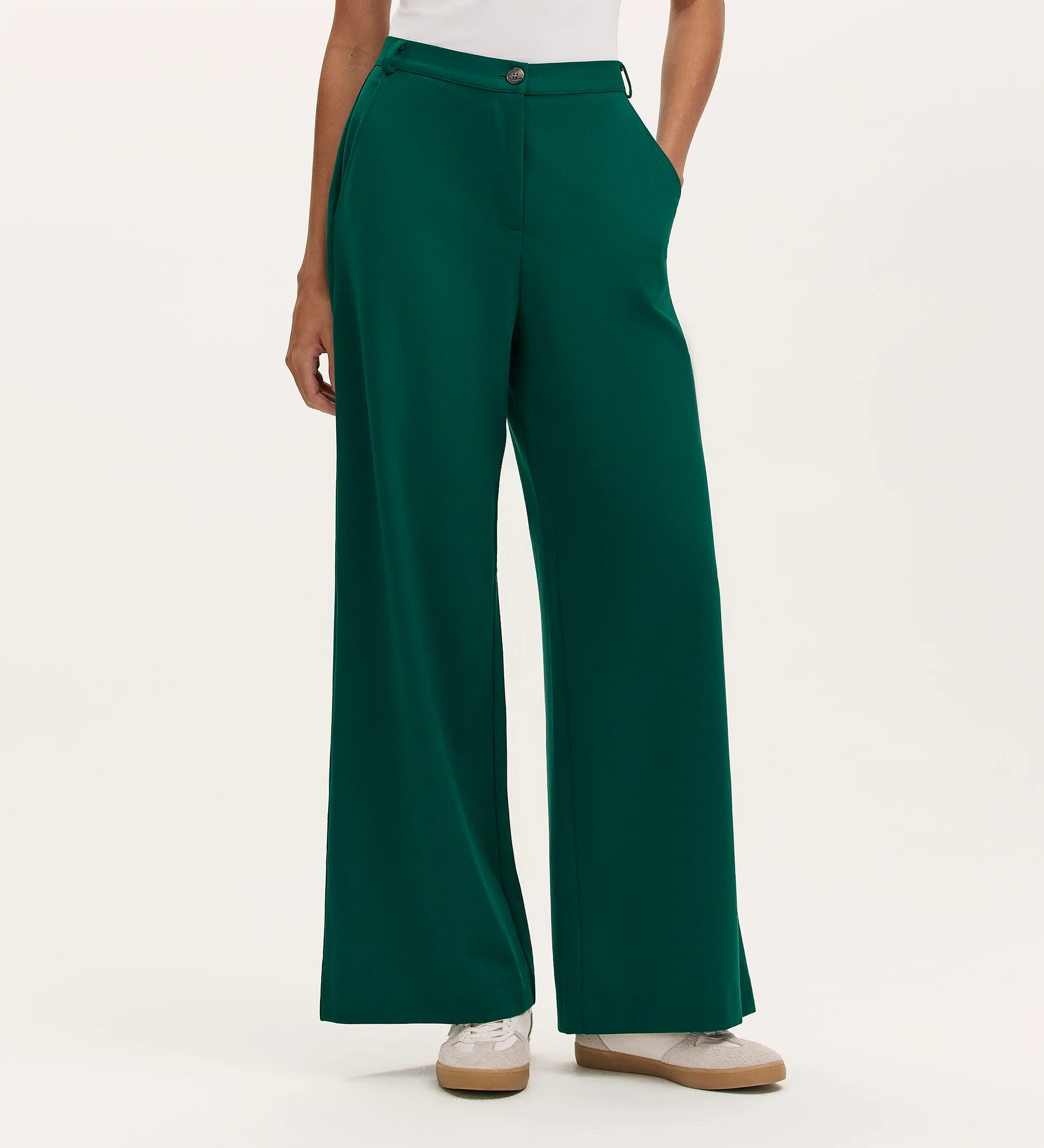 Marissa Bottle Green Wide Leg Trousers - Image 2